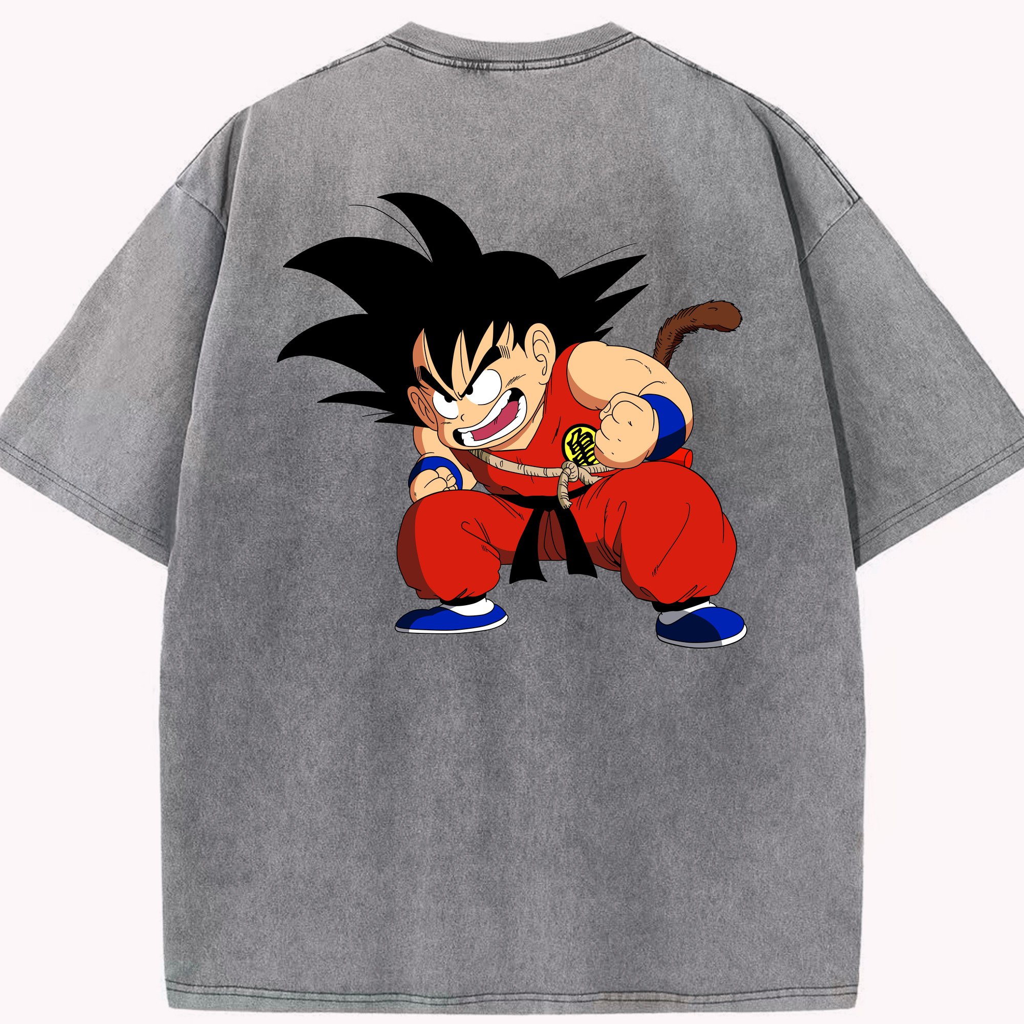 （画像用） ドラゴンボール 孫悟空（そん ごくう）Son Goku カカロット DRAGON BALL Kakarotto 綿100% ヴィンテージ風 半袖Tシャツ（背面プリント）