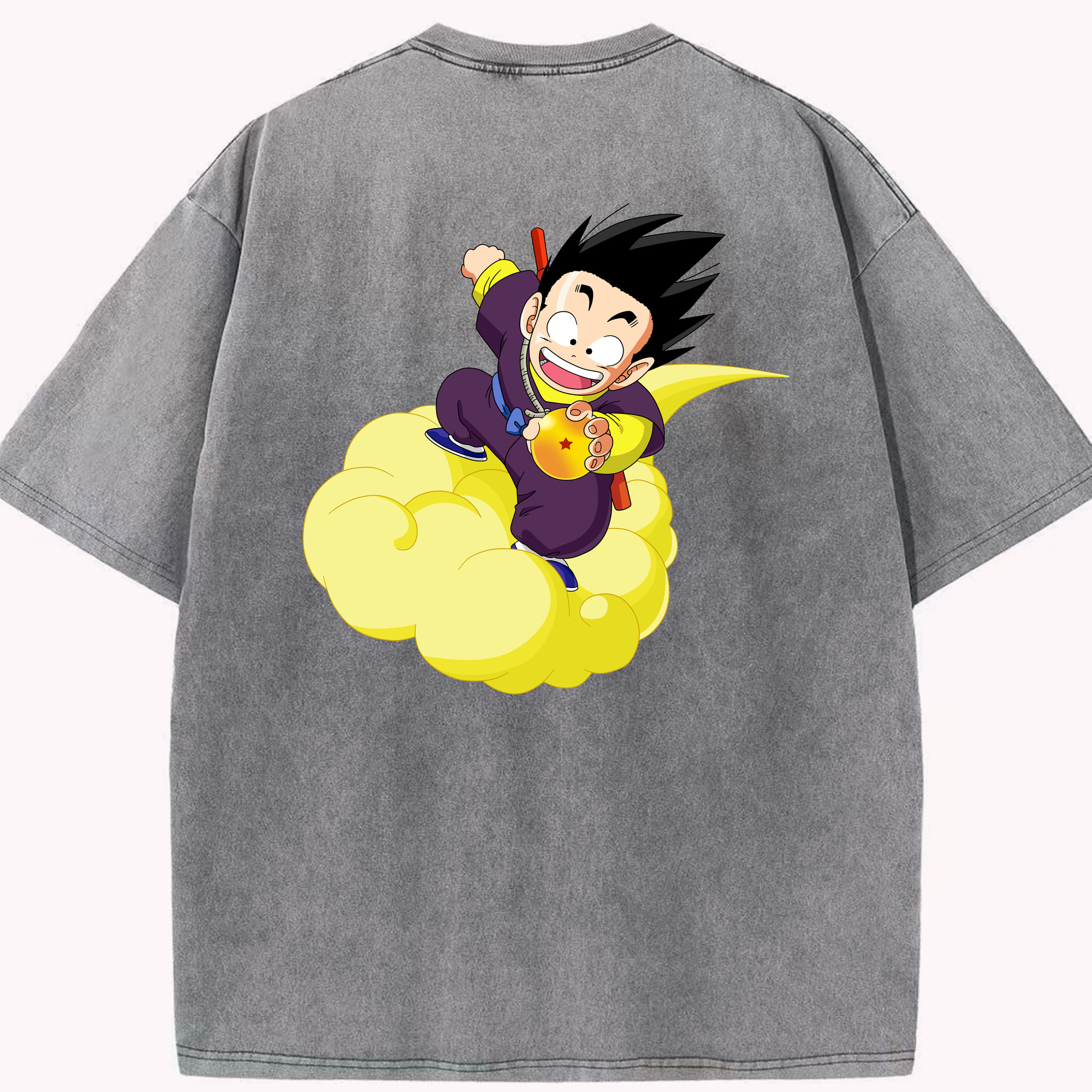 （画像用） ドラゴンボール 孫悟空（そん ごくう）Son Goku カカロット DRAGON BALL Kakarotto 綿100% ヴィンテージ風 半袖Tシャツ（背面プリント）
