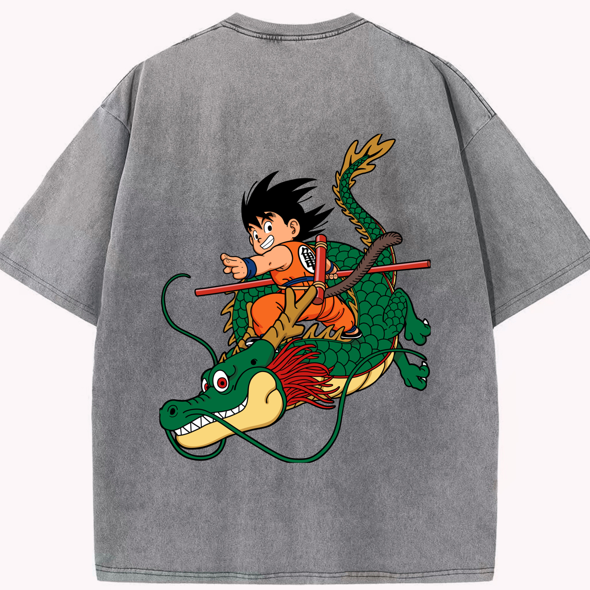 （画像用） ドラゴンボール 孫悟空（そん ごくう）Son Goku カカロット DRAGON BALL Kakarotto 綿100% ヴィンテージ風 半袖Tシャツ（背面プリント）