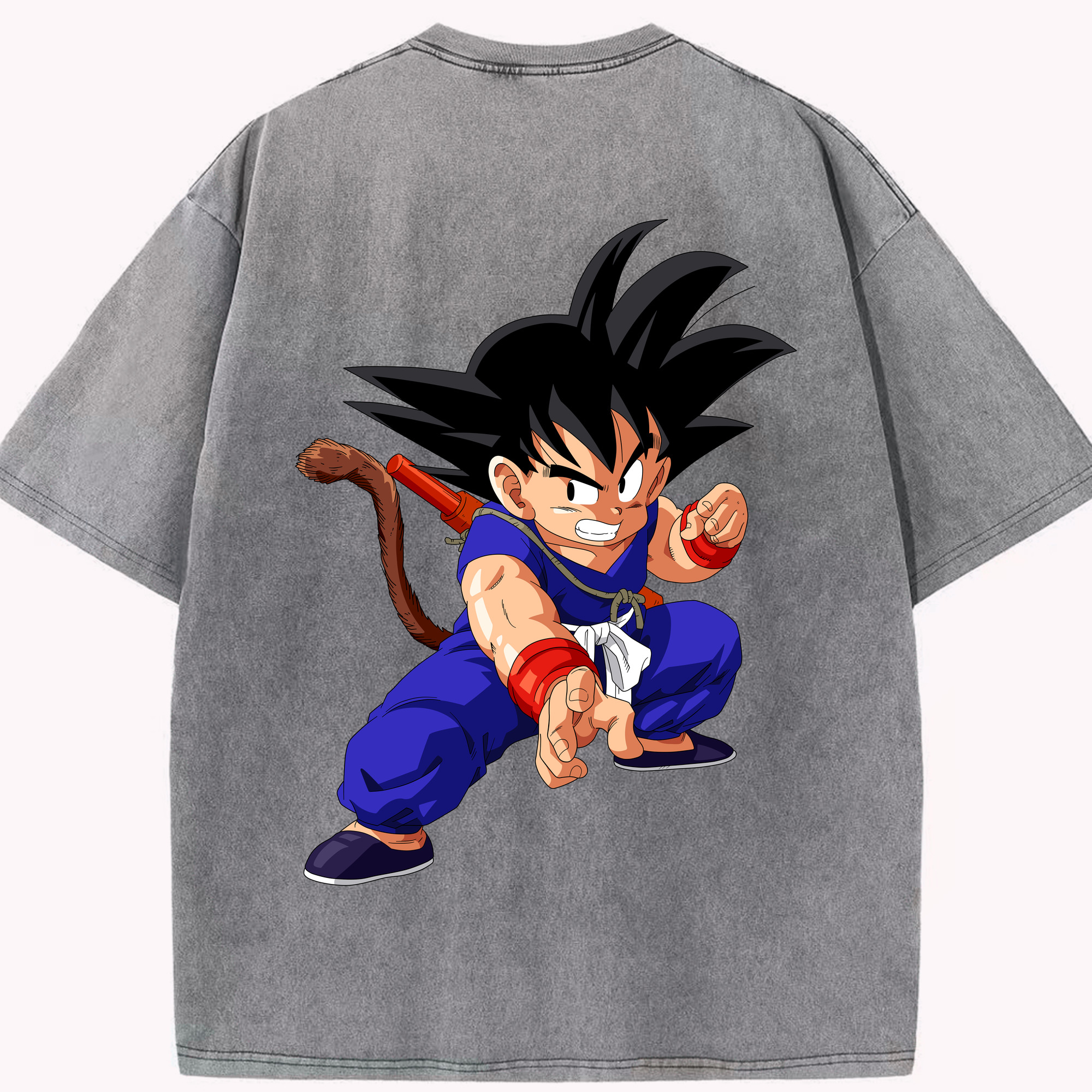 （画像用） ドラゴンボール 孫悟空（そん ごくう）Son Goku カカロット DRAGON BALL Kakarotto 綿100% ヴィンテージ風 半袖Tシャツ（背面プリント）