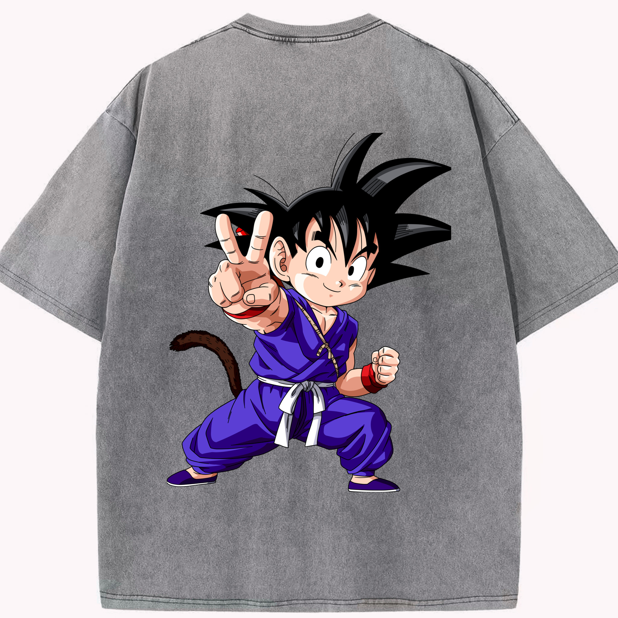 （画像用） ドラゴンボール 孫悟空（そん ごくう）Son Goku カカロット DRAGON BALL Kakarotto 綿100% ヴィンテージ風 半袖Tシャツ（背面プリント）