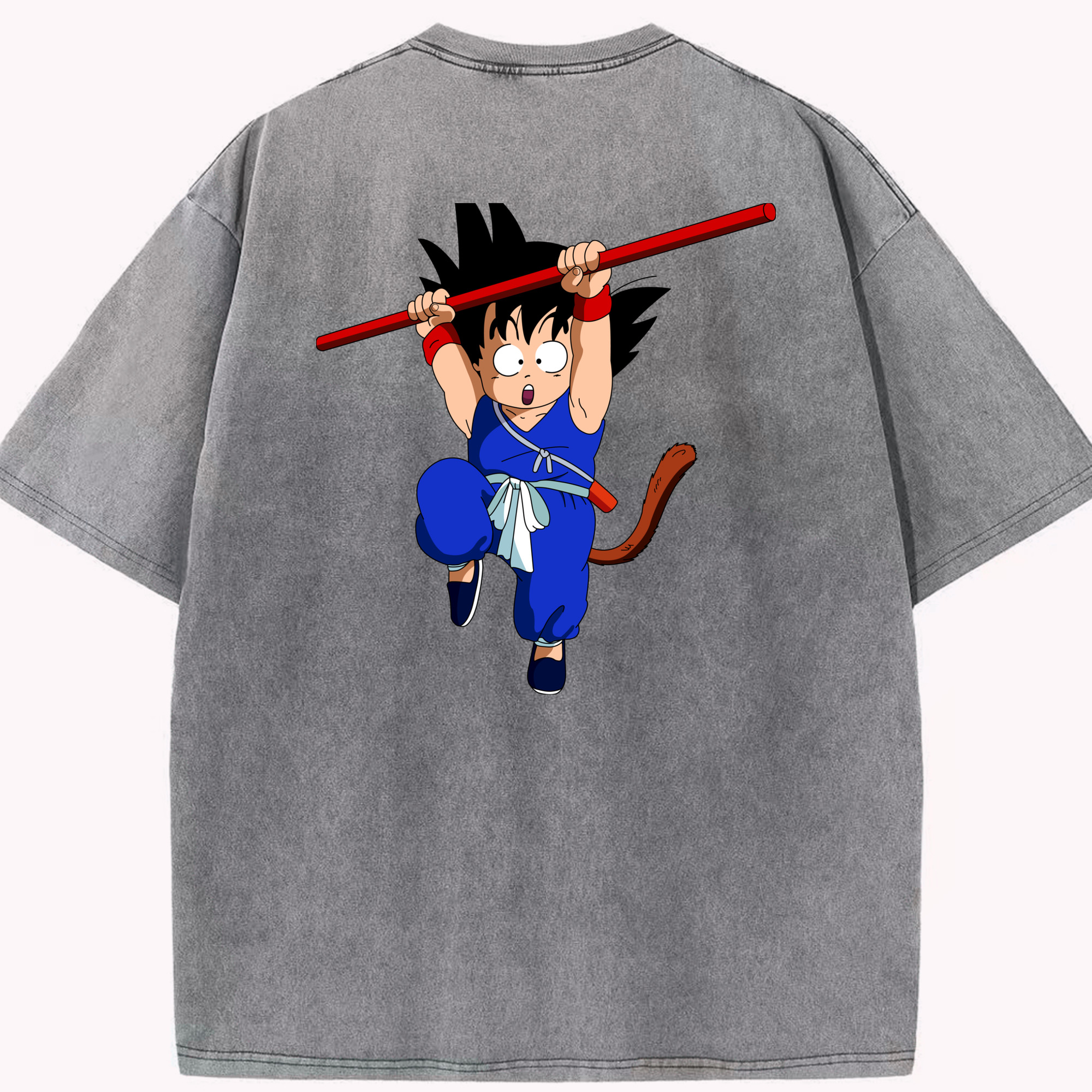 （画像用） ドラゴンボール 孫悟空（そん ごくう）Son Goku カカロット DRAGON BALL Kakarotto 綿100% ヴィンテージ風 半袖Tシャツ（背面プリント）