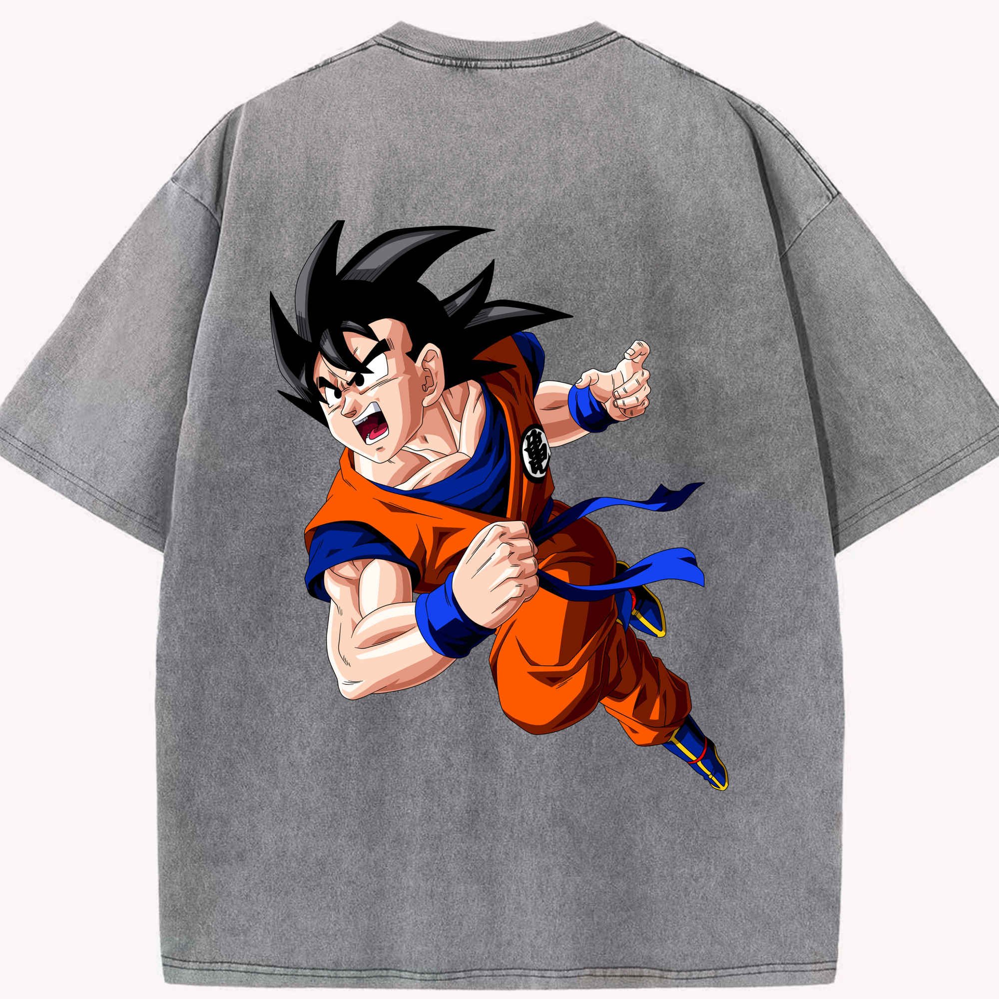 （画像用） ドラゴンボール 孫悟空（そん ごくう）Son Goku カカロット DRAGON BALL Kakarotto 綿100% ヴィンテージ風 半袖Tシャツ（背面プリント）