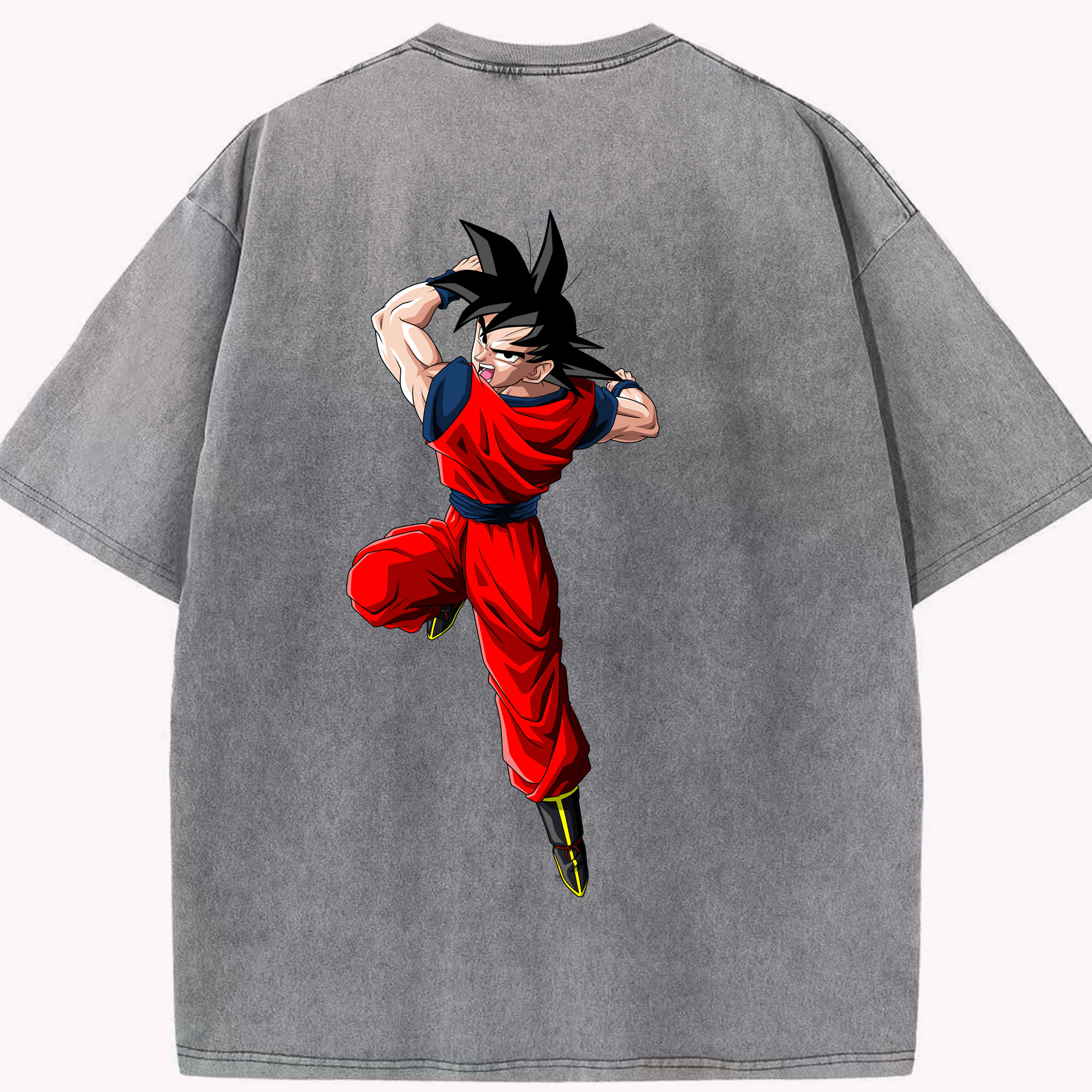 （画像用） ドラゴンボール 孫悟空（そん ごくう）Son Goku カカロット DRAGON BALL Kakarotto 綿100% ヴィンテージ風 半袖Tシャツ（背面プリント）