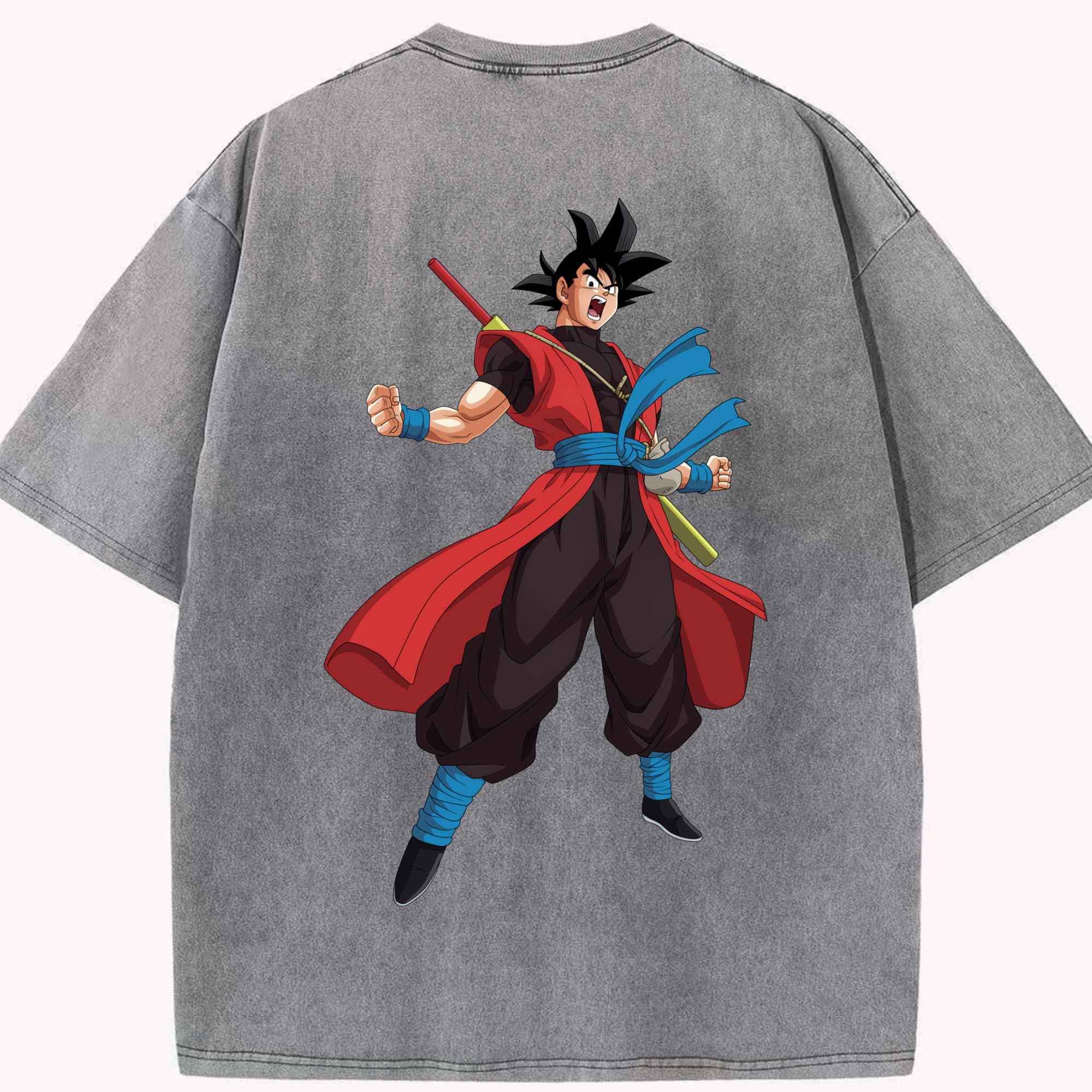 （画像用） ドラゴンボール 孫悟空（そん ごくう）Son Goku カカロット DRAGON BALL Kakarotto 綿100% ヴィンテージ風 半袖Tシャツ（背面プリント）