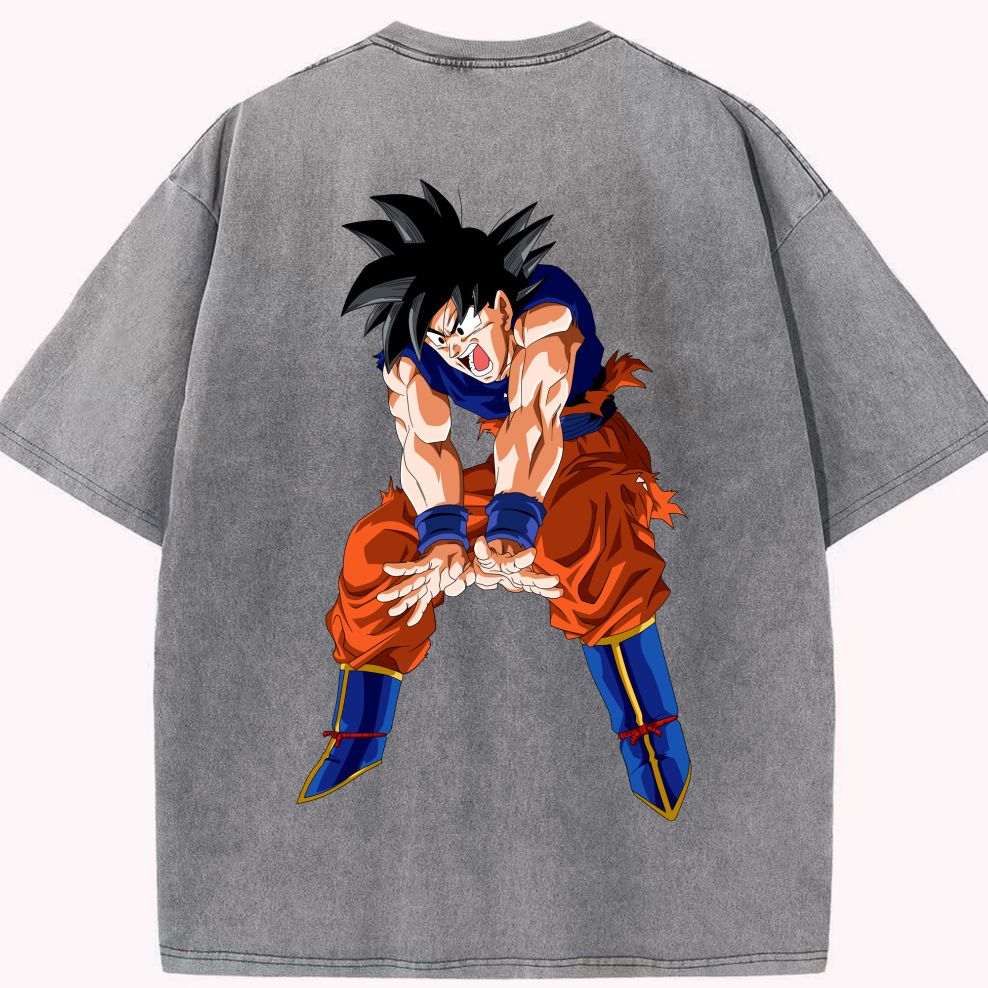 （画像用） ドラゴンボール 孫悟空（そん ごくう）Son Goku カカロット DRAGON BALL Kakarotto 綿100% ヴィンテージ風 半袖Tシャツ（背面プリント）