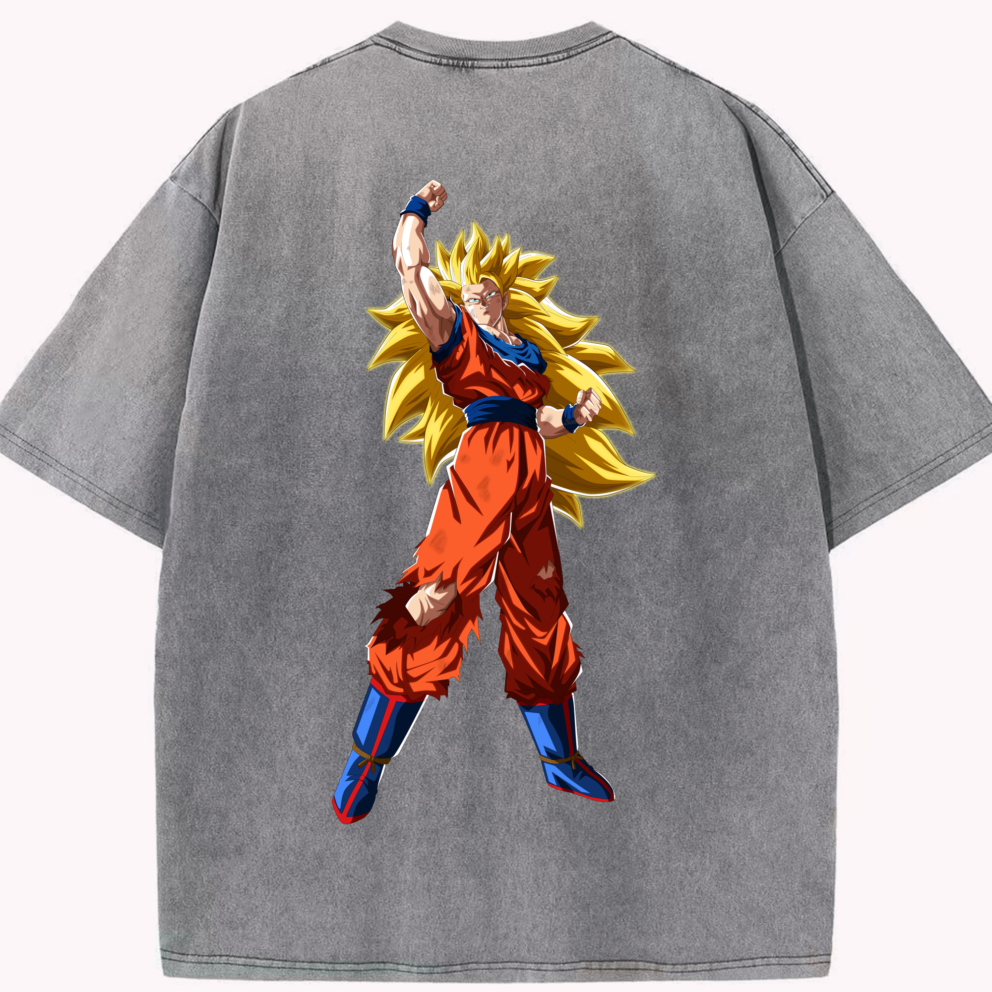 （画像用） ドラゴンボール 孫悟空（そん ごくう）Son Goku カカロット DRAGON BALL Kakarotto 綿100% ヴィンテージ風 半袖Tシャツ（背面プリント）