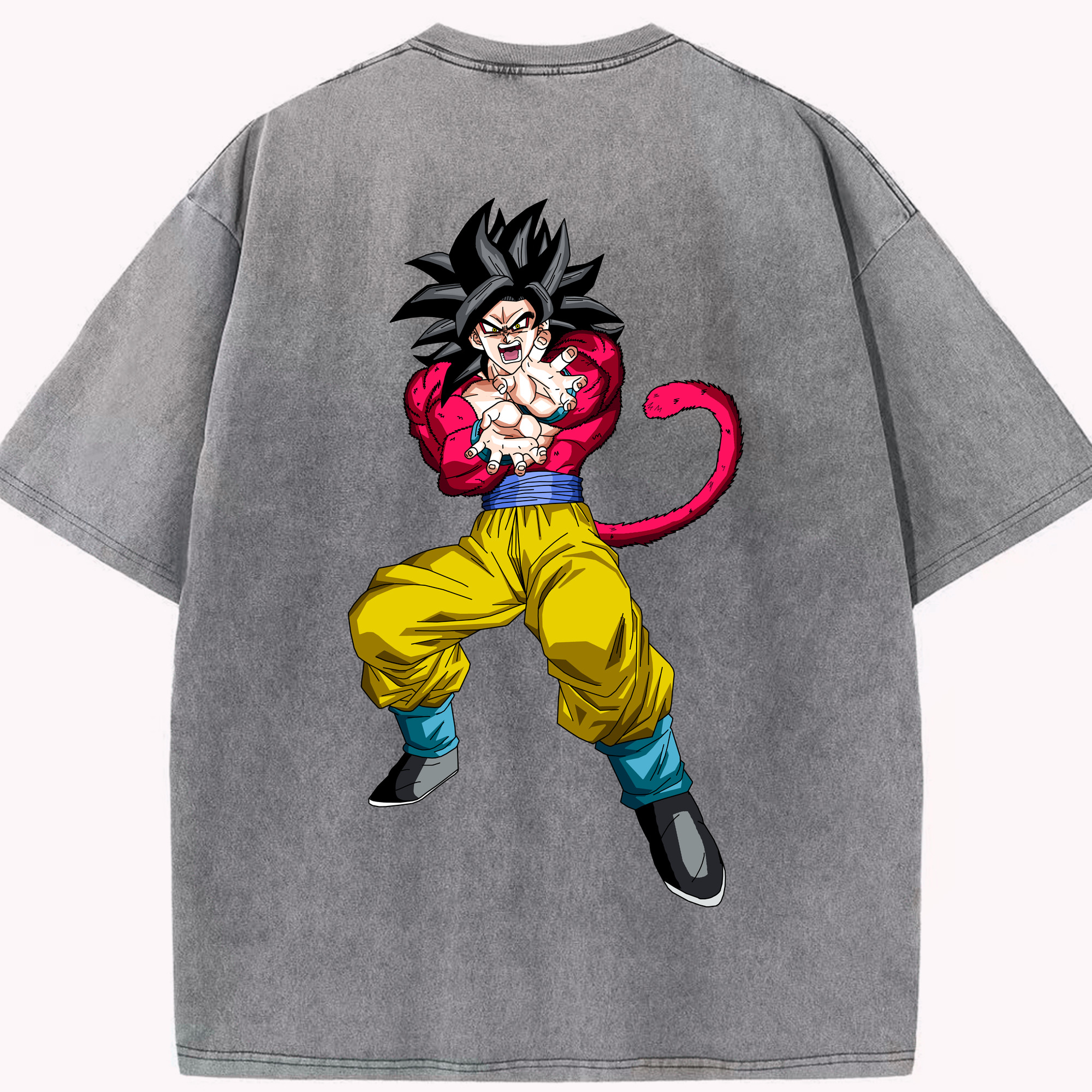 （画像用） ドラゴンボール 孫悟空（そん ごくう）Son Goku カカロット DRAGON BALL Kakarotto 綿100% ヴィンテージ風 半袖Tシャツ（背面プリント）
