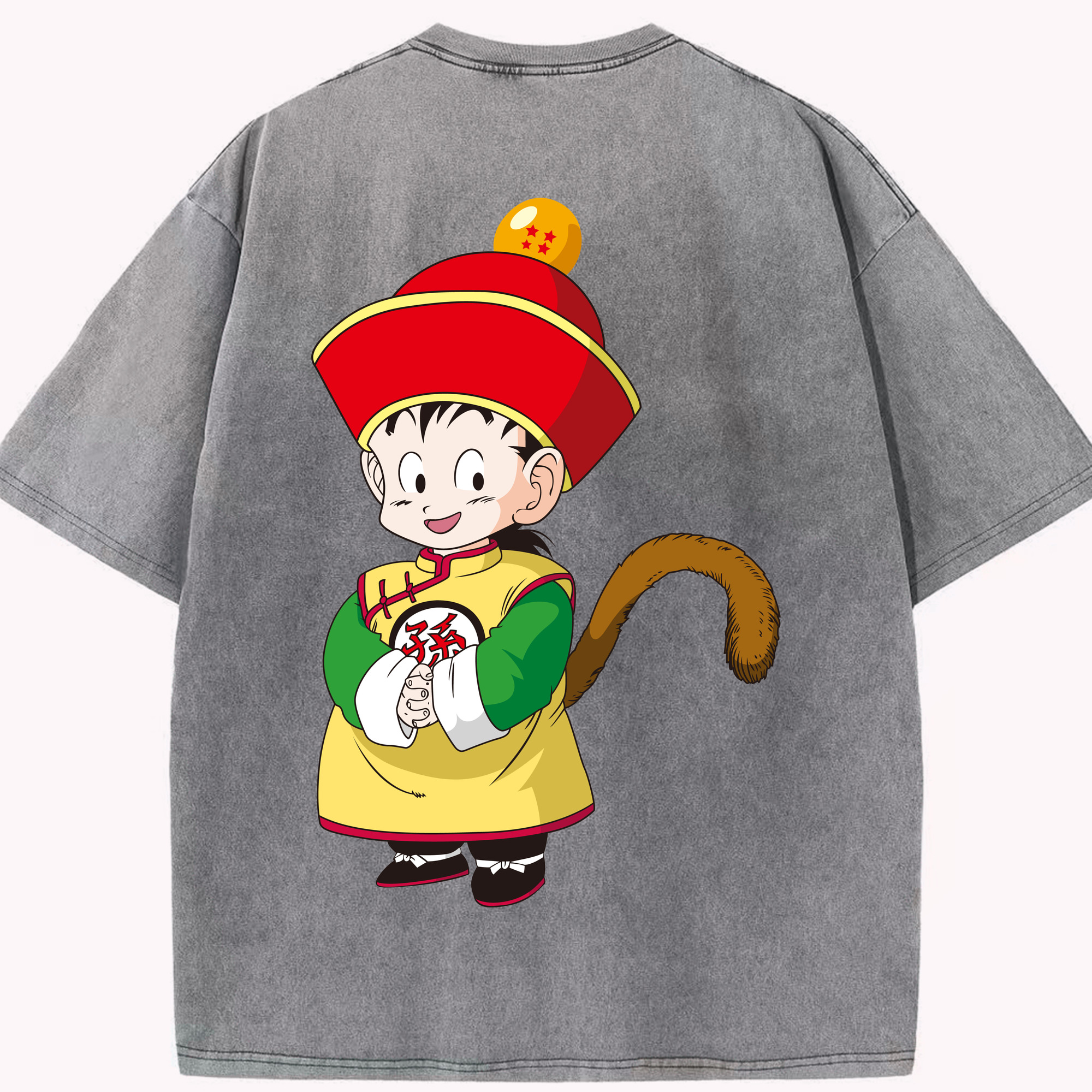 （画像用） ドラゴンボール 孫悟空（そん ごくう）Son Goku カカロット DRAGON BALL Kakarotto 綿100% ヴィンテージ風 半袖Tシャツ（背面プリント）
