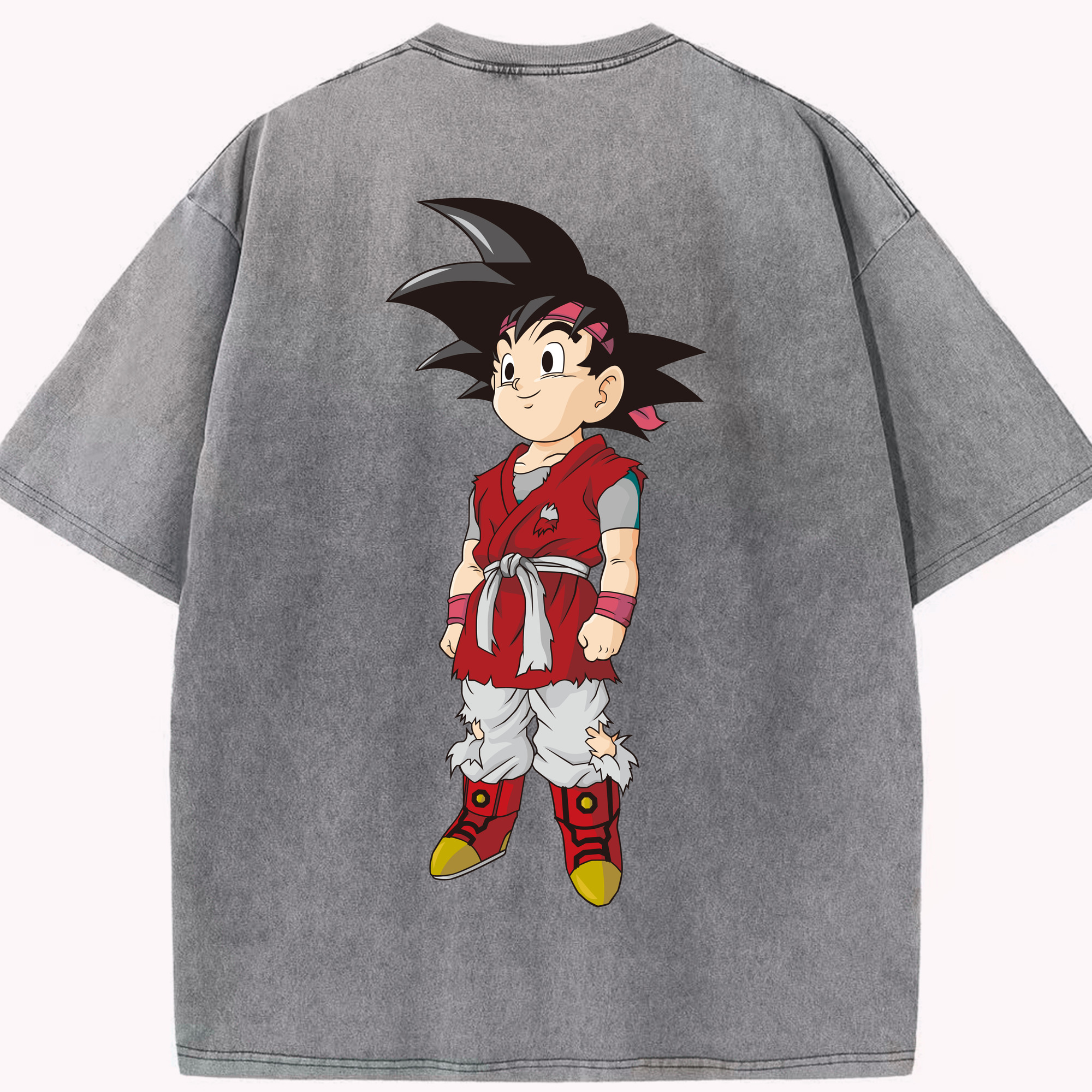 （画像用） ドラゴンボール 孫悟空（そん ごくう）Son Goku カカロット DRAGON BALL Kakarotto 綿100% ヴィンテージ風 半袖Tシャツ（背面プリント）