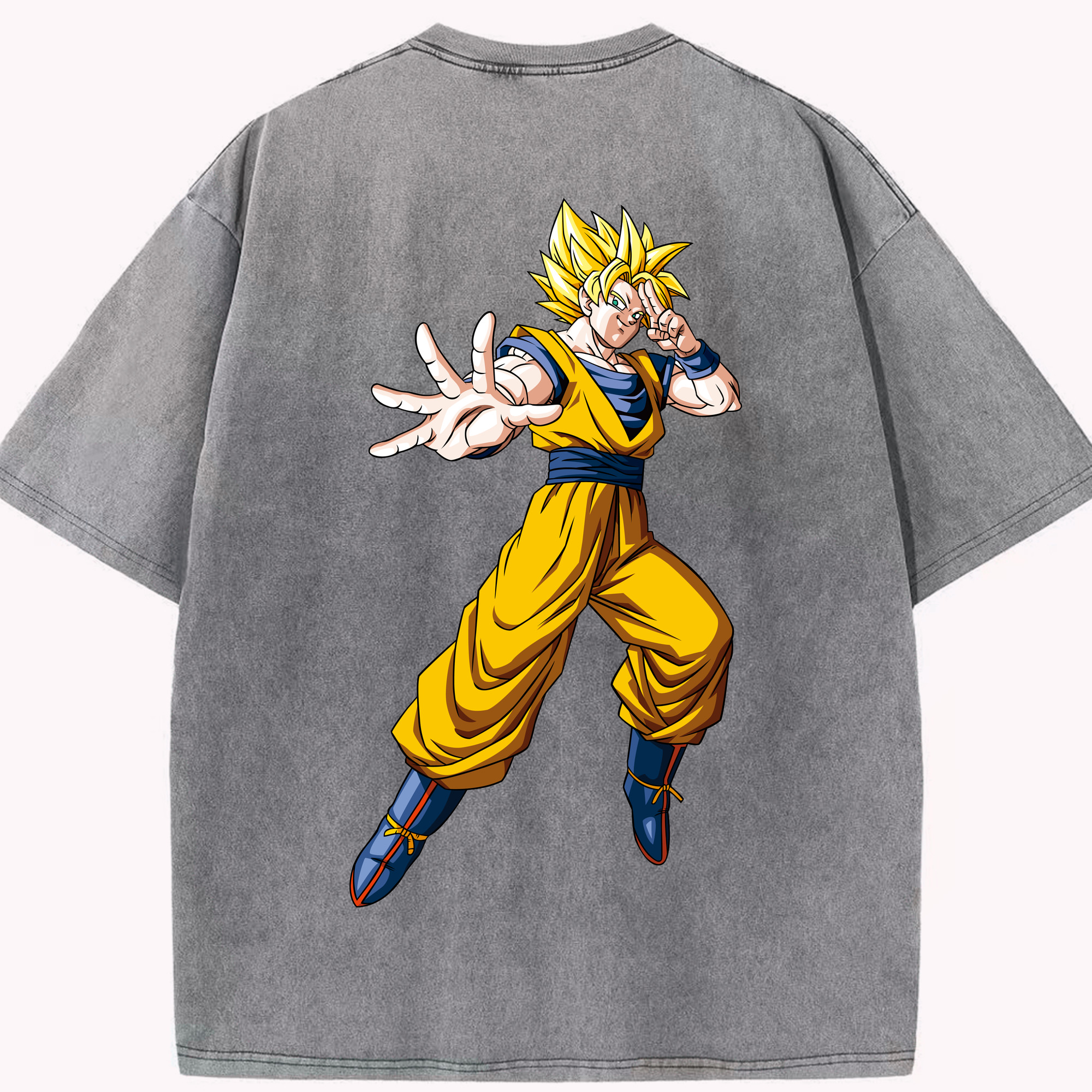 （画像用） ドラゴンボール 孫悟空（そん ごくう）Son Goku カカロット DRAGON BALL Kakarotto 綿100% ヴィンテージ風 半袖Tシャツ（背面プリント）
