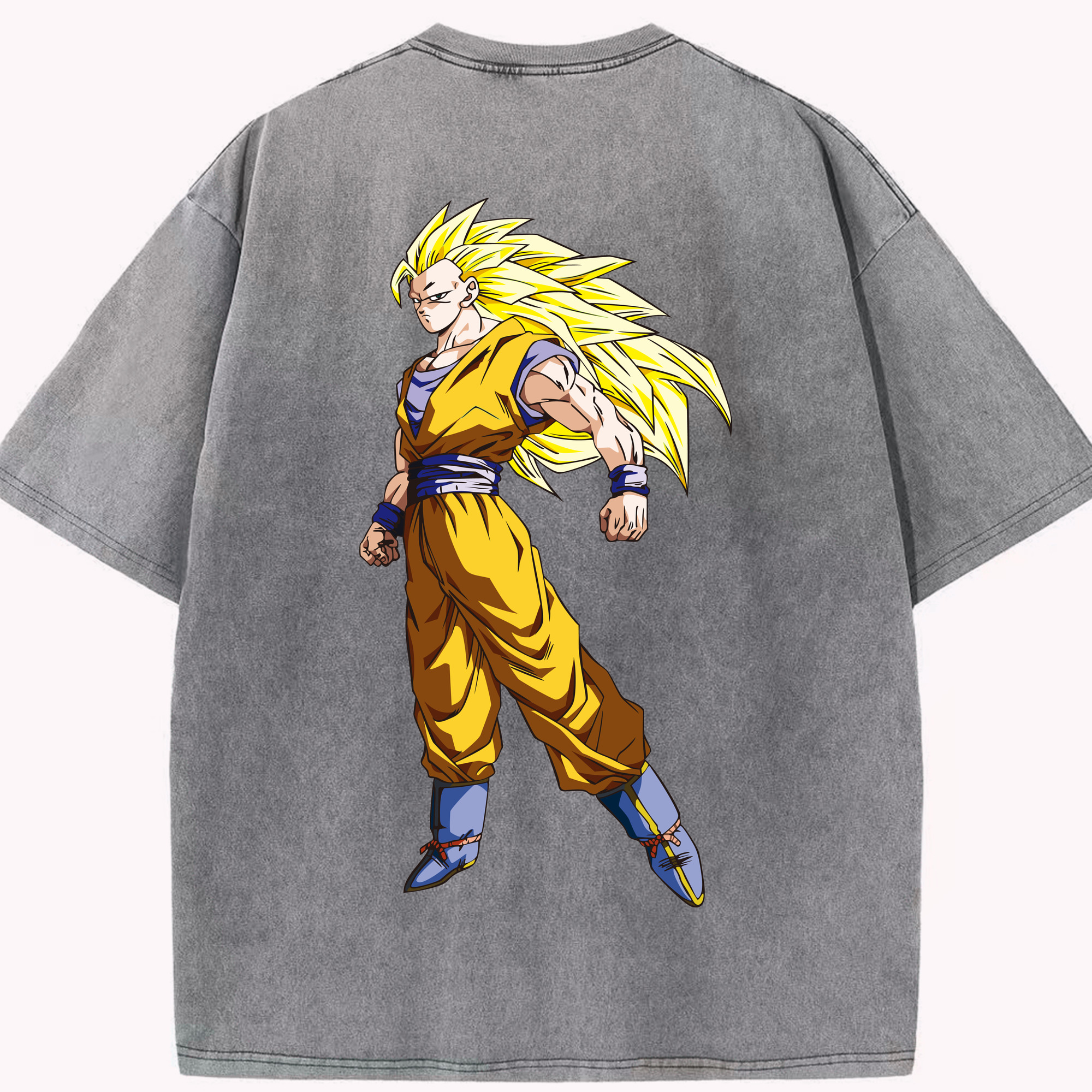 （画像用） ドラゴンボール 孫悟空（そん ごくう）Son Goku カカロット DRAGON BALL Kakarotto 綿100% ヴィンテージ風 半袖Tシャツ（背面プリント）