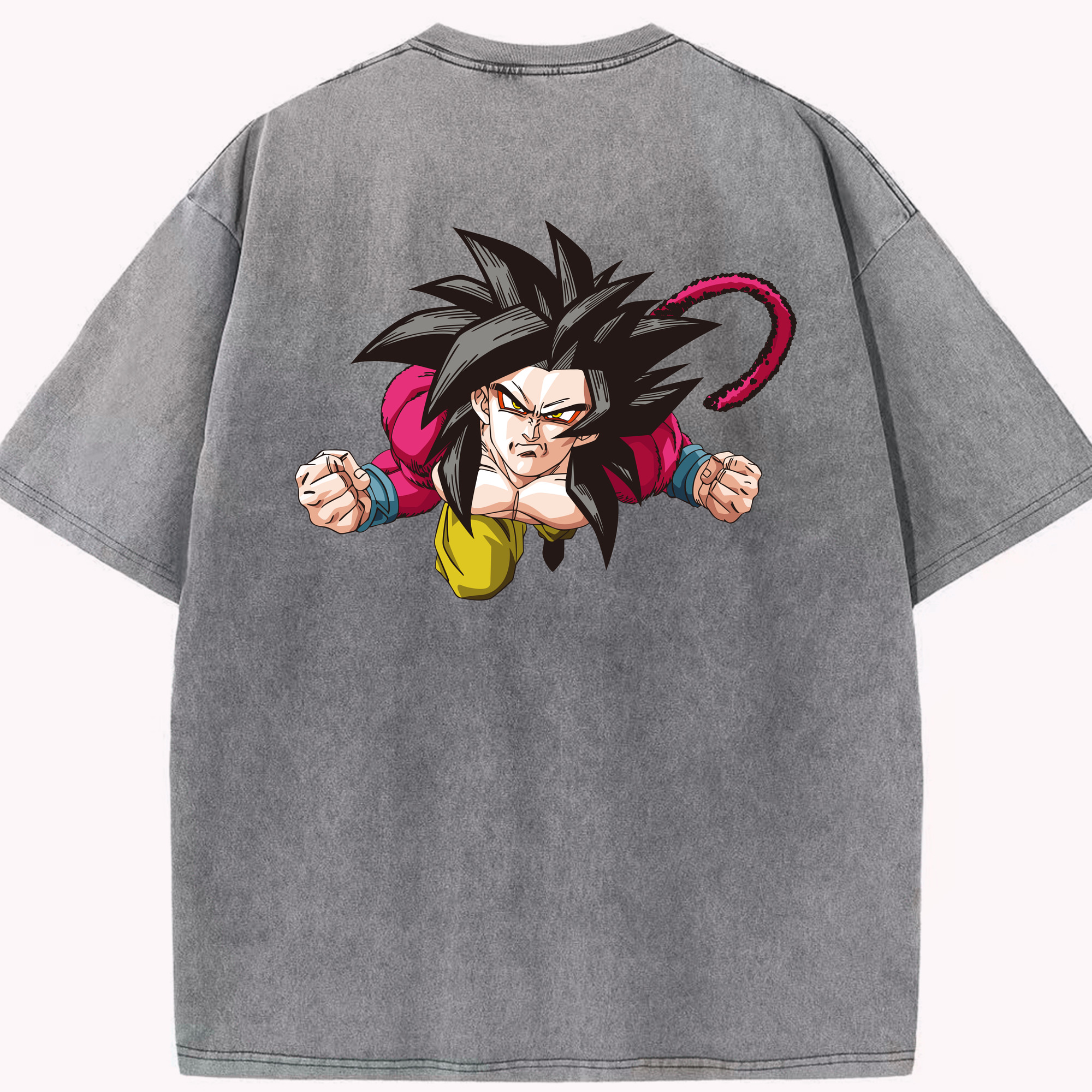 （画像用） ドラゴンボール 孫悟空（そん ごくう）Son Goku カカロット DRAGON BALL Kakarotto 綿100% ヴィンテージ風 半袖Tシャツ（背面プリント）