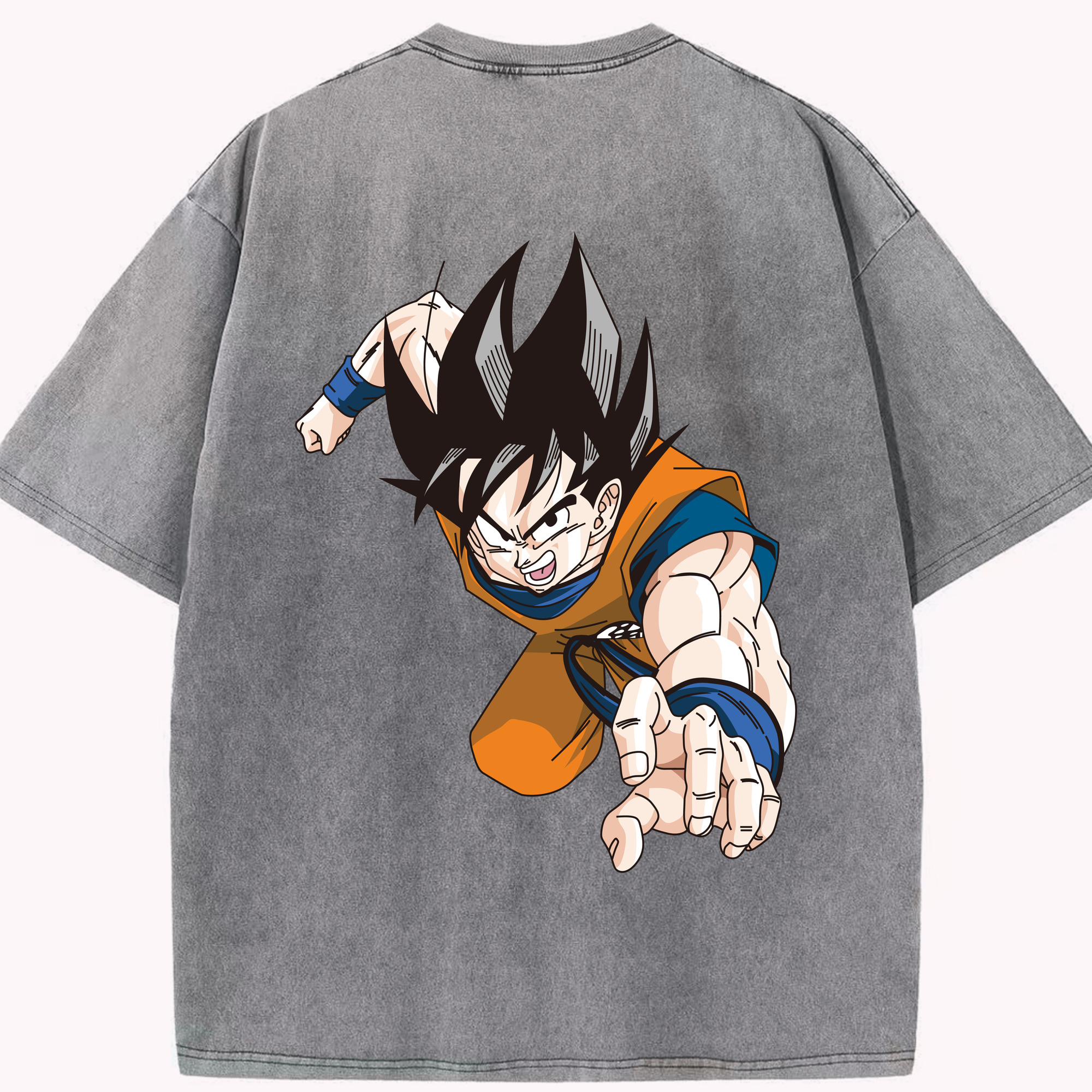 （画像用） ドラゴンボール 孫悟空（そん ごくう）Son Goku カカロット DRAGON BALL Kakarotto 綿100% ヴィンテージ風 半袖Tシャツ（背面プリント）