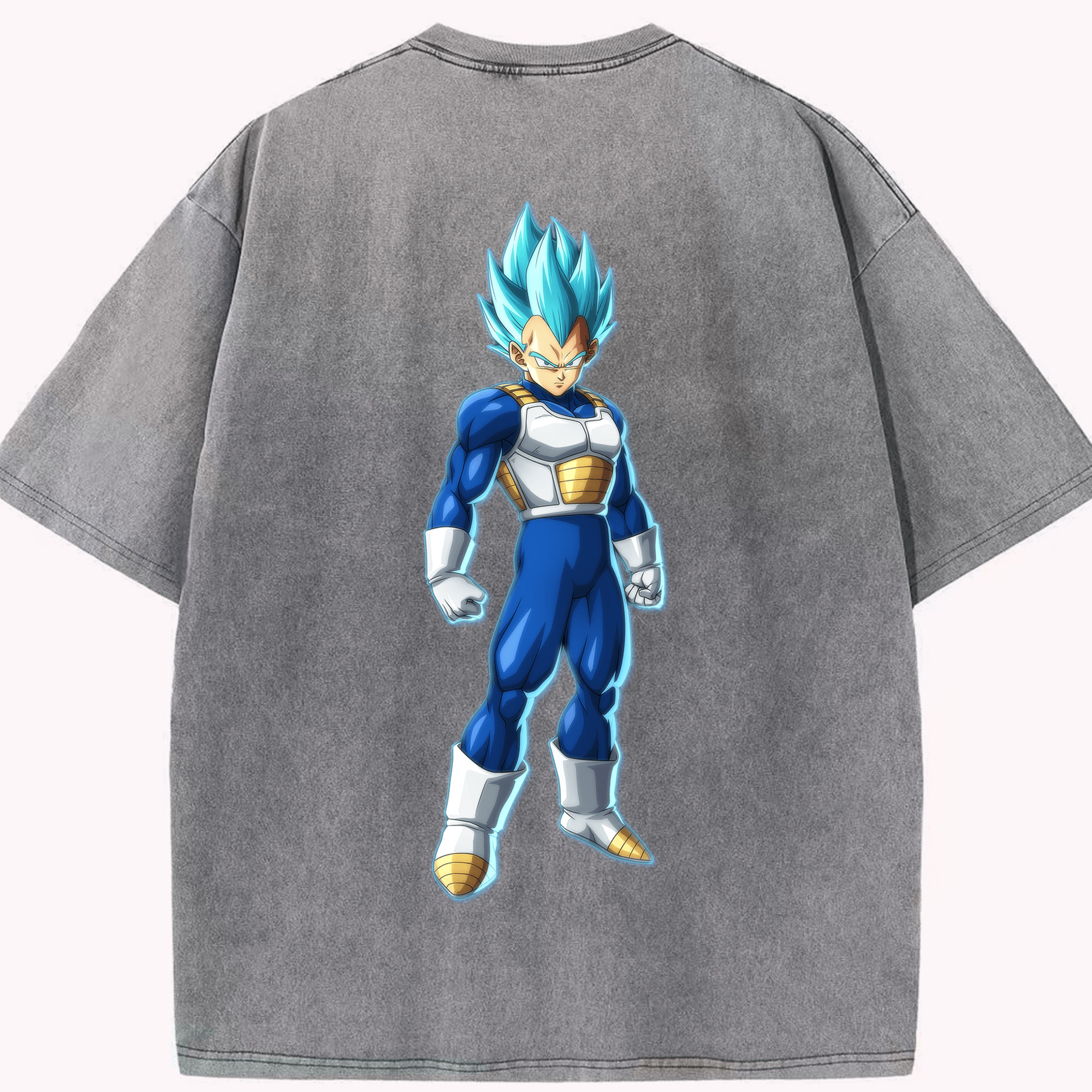 （画像用） ドラゴンボール ベジータ四世（Bejīta Yonsei）DRAGON BALL Vegeta IV 綿100% ヴィンテージ風 半袖Tシャツ（背面プリント）