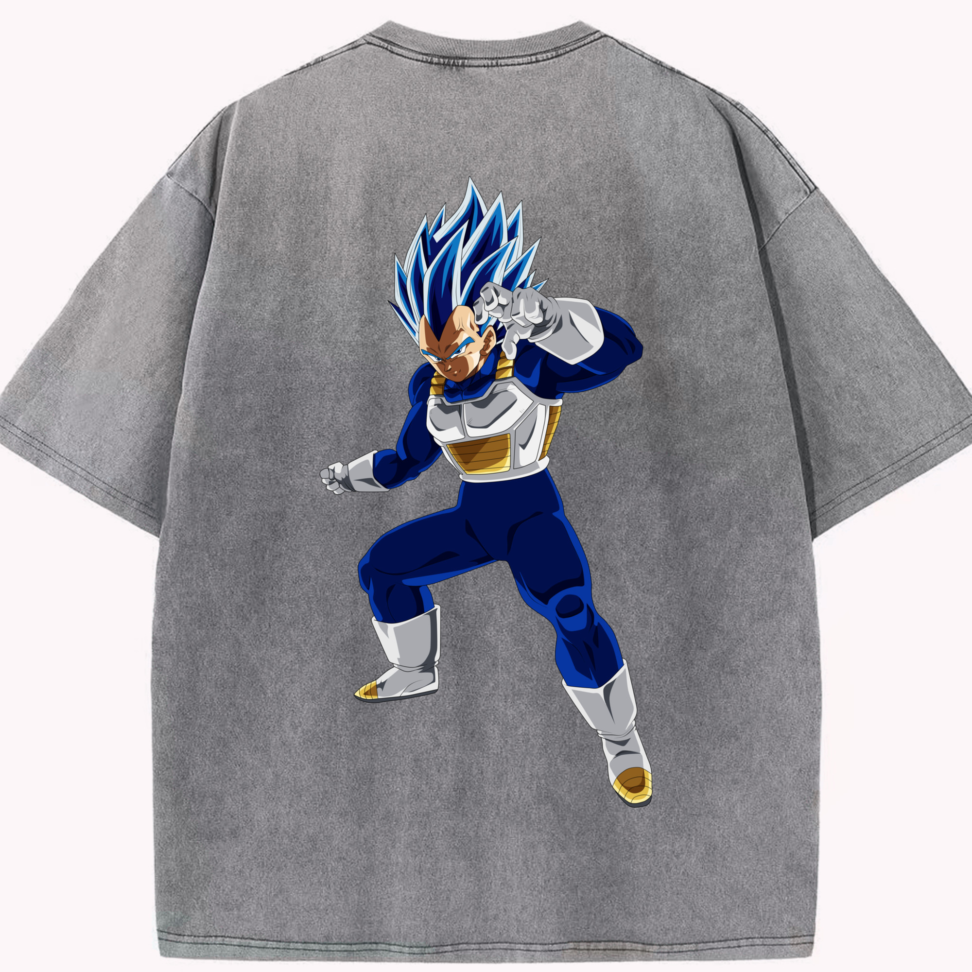 （画像用） ドラゴンボール ベジータ四世（Bejīta Yonsei）DRAGON BALL Vegeta IV 綿100% ヴィンテージ風 半袖Tシャツ（背面プリント）