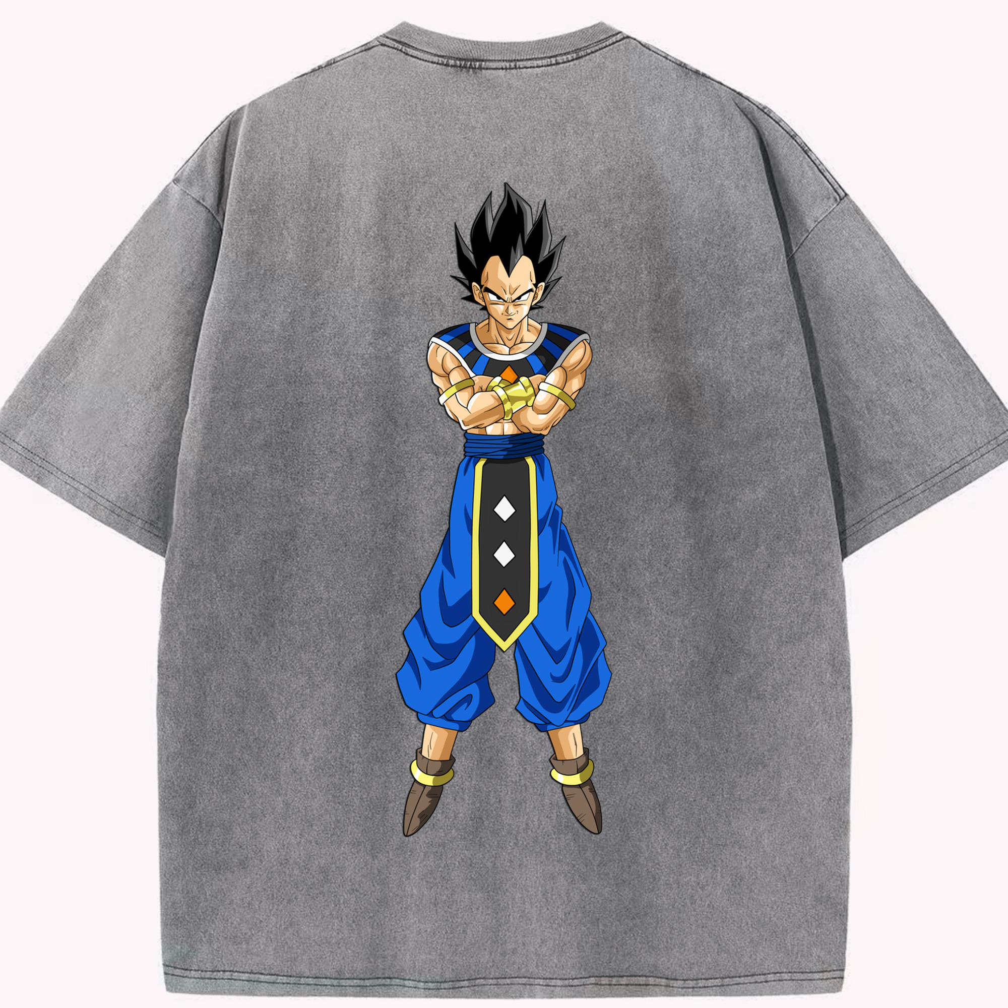 （画像用） ドラゴンボール ベジータ四世（Bejīta Yonsei）DRAGON BALL Vegeta IV 綿100% ヴィンテージ風 半袖Tシャツ（背面プリント）