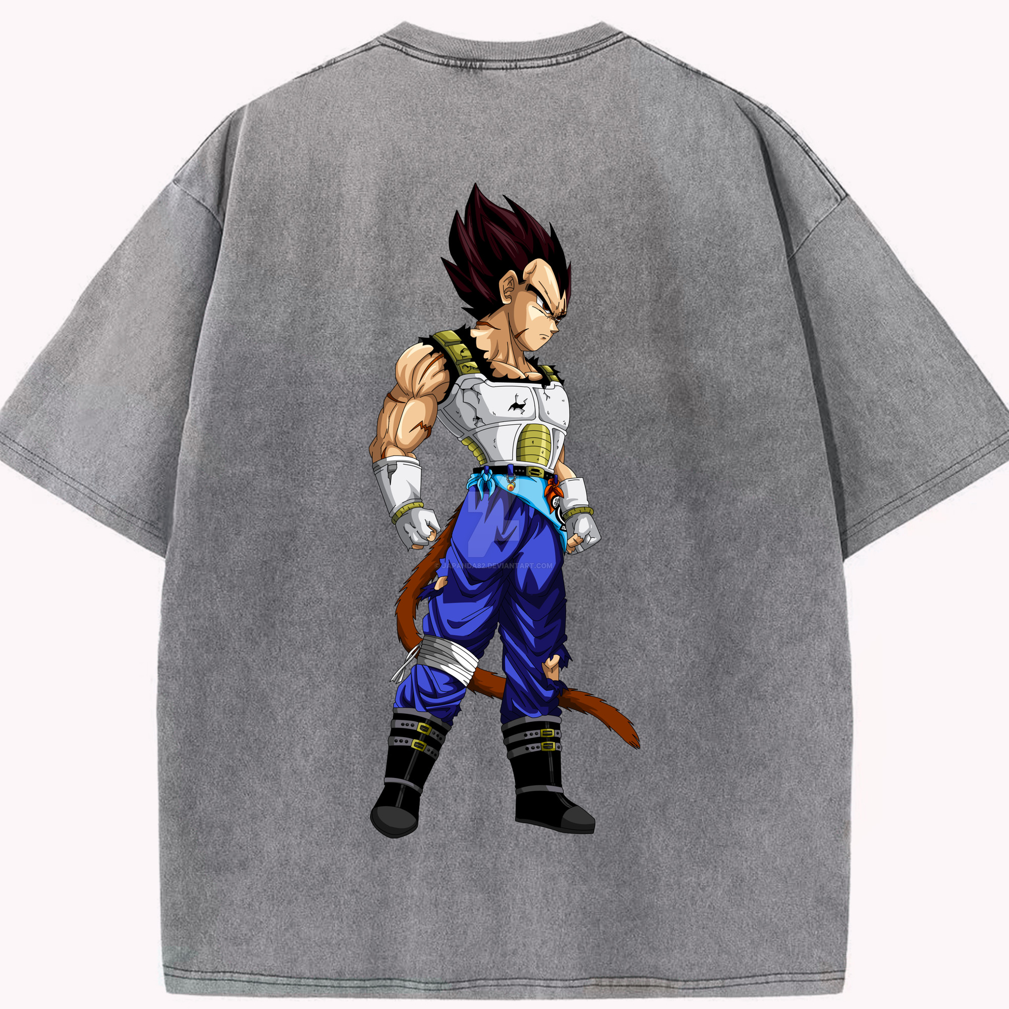 （画像用） ドラゴンボール ベジータ四世（Bejīta Yonsei）DRAGON BALL Vegeta IV 綿100% ヴィンテージ風 半袖Tシャツ（背面プリント）