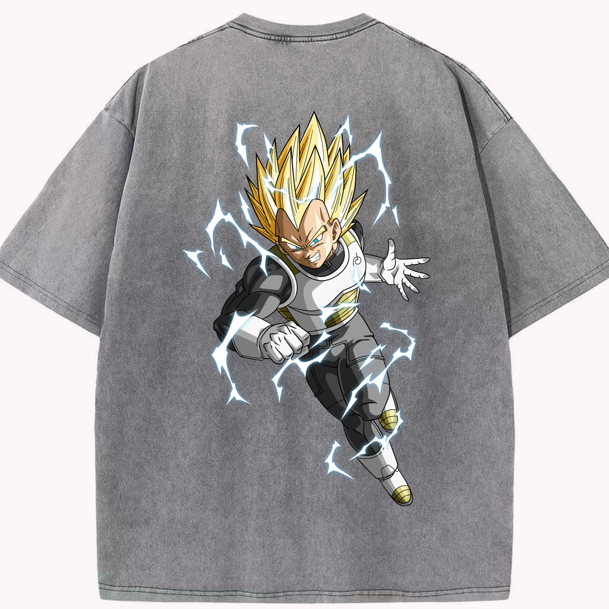 （画像用） ドラゴンボール ベジータ四世（Bejīta Yonsei）DRAGON BALL Vegeta IV 綿100% ヴィンテージ風 半袖Tシャツ（背面プリント）