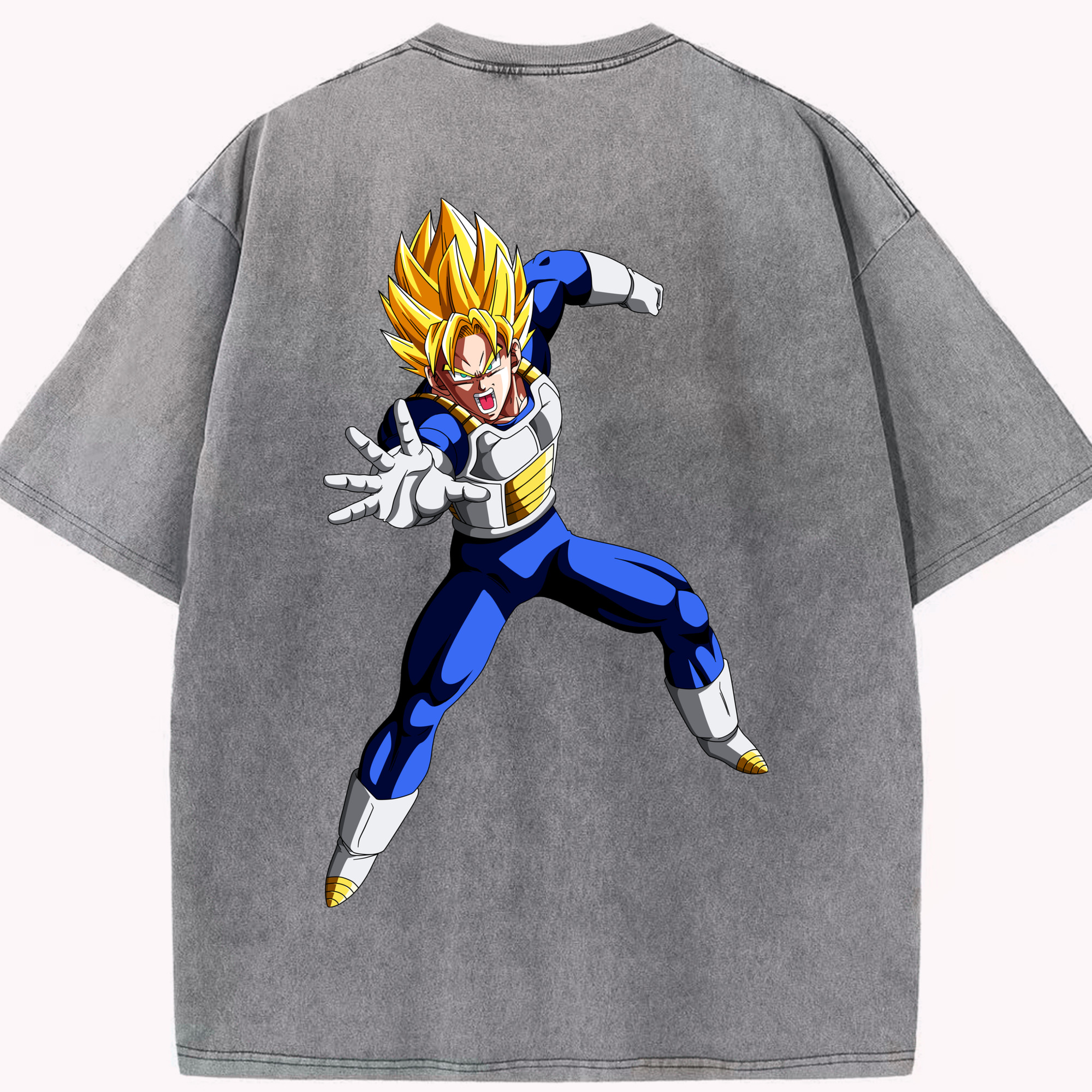 （画像用） ドラゴンボール ベジータ四世（Bejīta Yonsei）DRAGON BALL Vegeta IV 綿100% ヴィンテージ風 半袖Tシャツ（背面プリント）