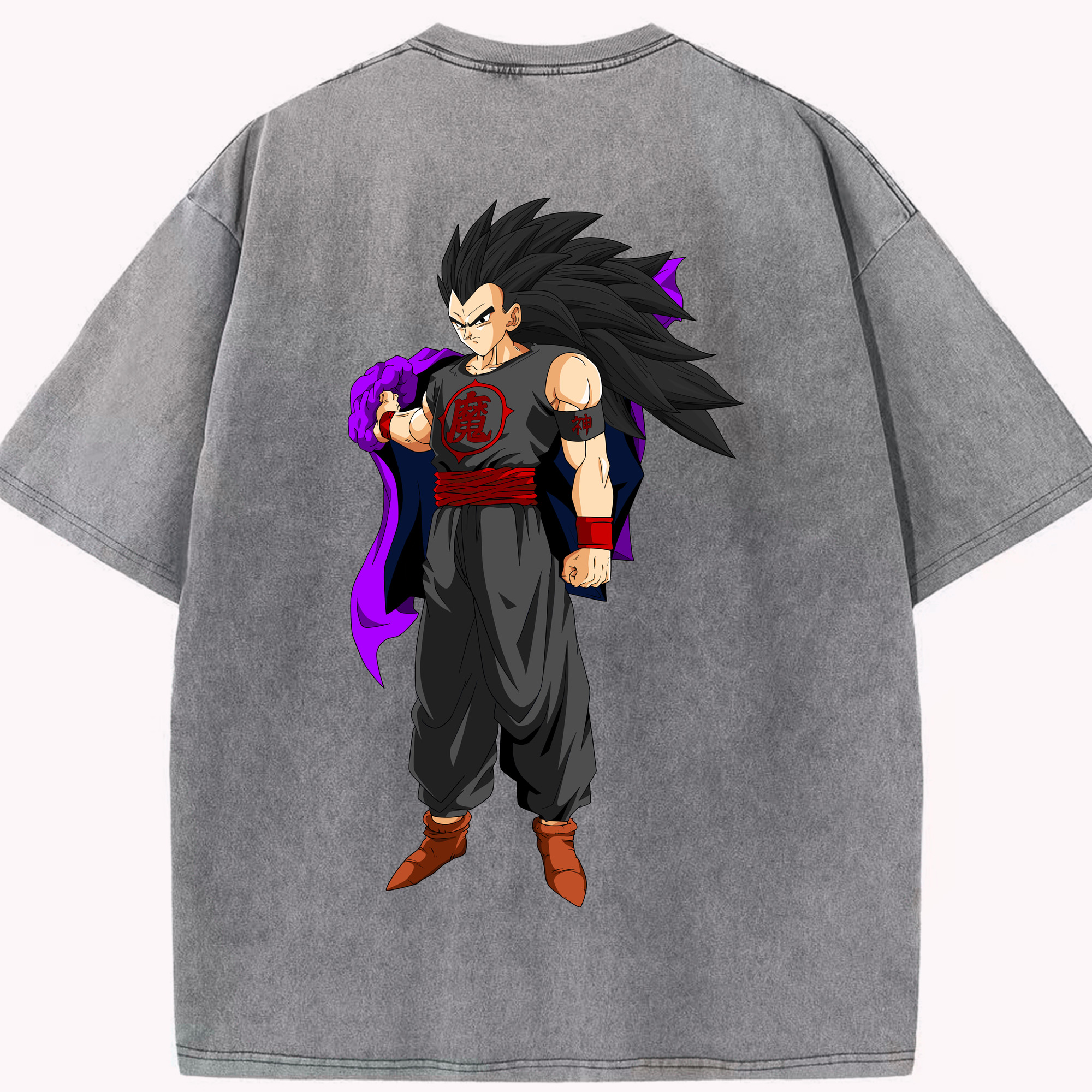 （画像用） ドラゴンボール ベジータ四世（Bejīta Yonsei）DRAGON BALL Vegeta IV 綿100% ヴィンテージ風 半袖Tシャツ（背面プリント）
