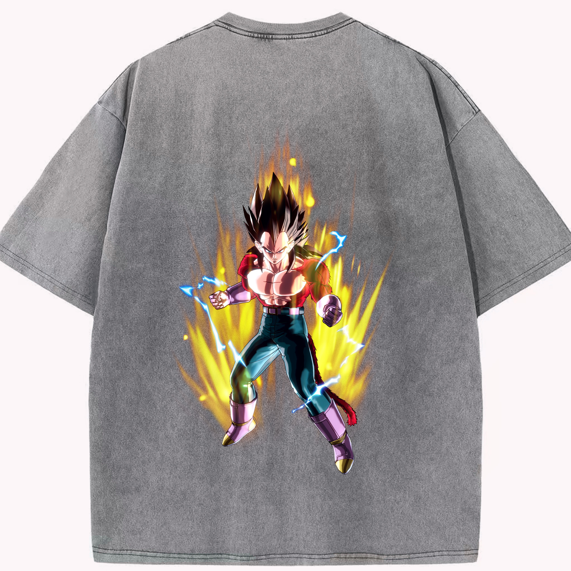 （画像用） ドラゴンボール ベジータ四世（Bejīta Yonsei）DRAGON BALL Vegeta IV 綿100% ヴィンテージ風 半袖Tシャツ（背面プリント）