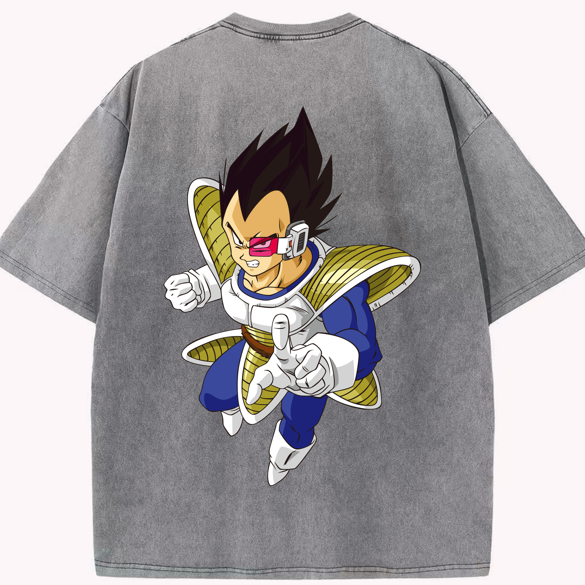（画像用） ドラゴンボール ベジータ四世（Bejīta Yonsei）DRAGON BALL Vegeta IV 綿100% ヴィンテージ風 半袖Tシャツ（背面プリント）