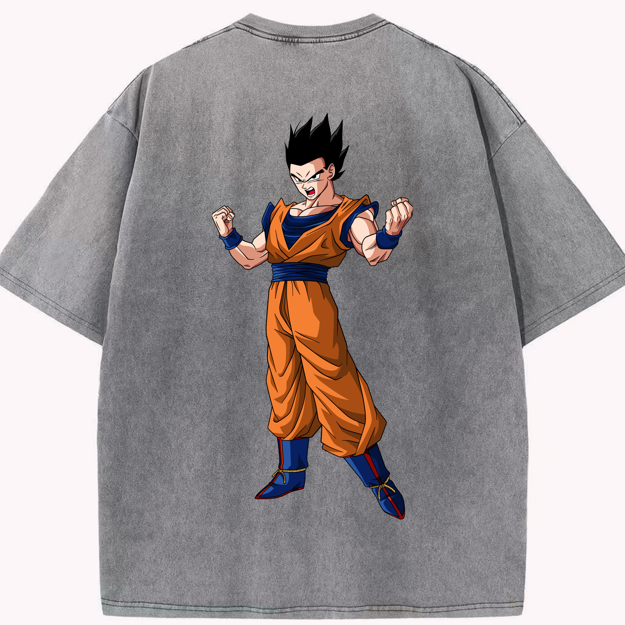（画像用） ドラゴンボール 孫 悟飯（そんごはん）DRAGON BALL Son Gohan 綿100% ヴィンテージ風 半袖Tシャツ（背面プリント）