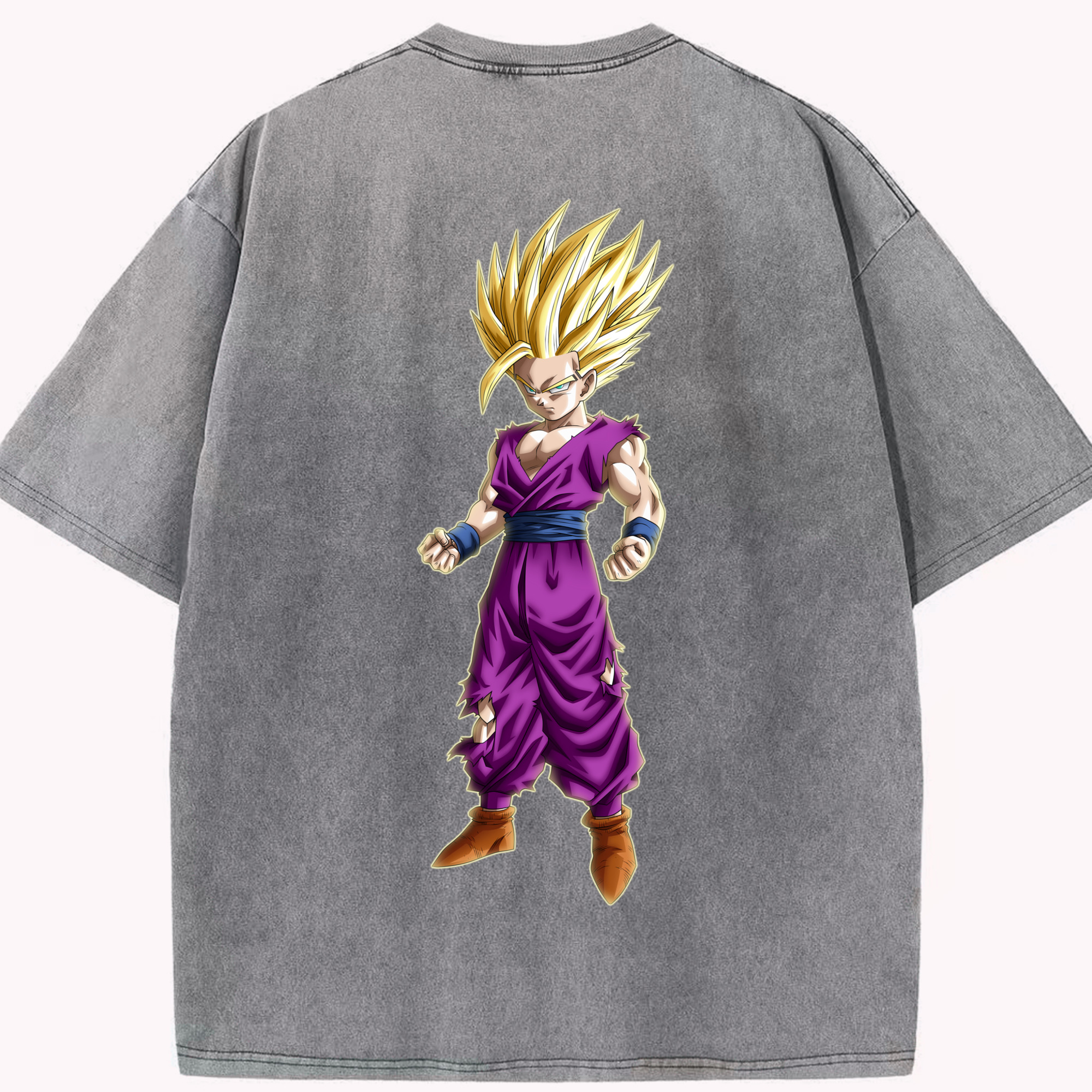 （画像用） ドラゴンボール 孫 悟飯（そんごはん）DRAGON BALL Son Gohan 綿100% ヴィンテージ風 半袖Tシャツ（背面プリント）