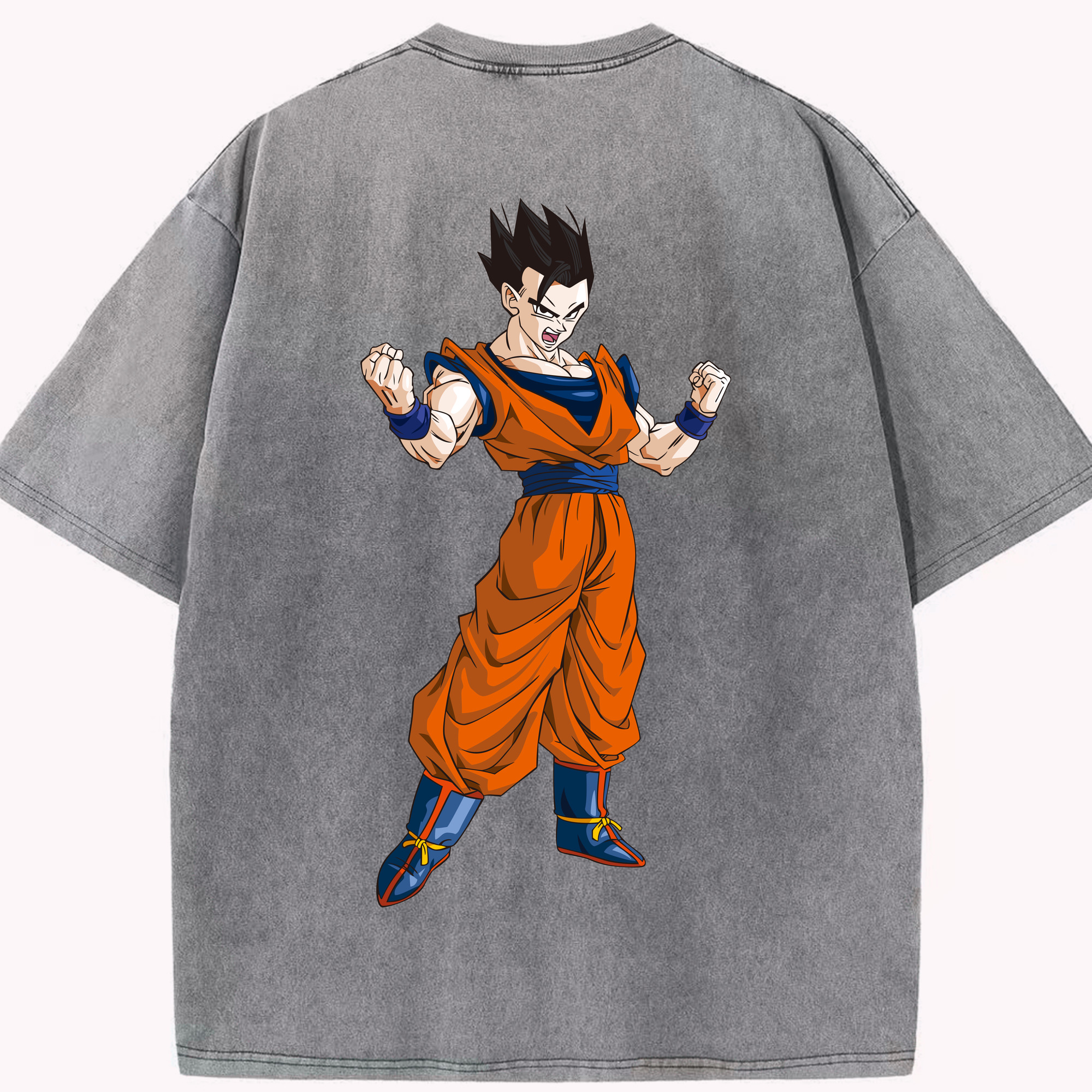 （画像用） ドラゴンボール 孫 悟飯（そんごはん）DRAGON BALL Son Gohan 綿100% ヴィンテージ風 半袖Tシャツ（背面プリント）