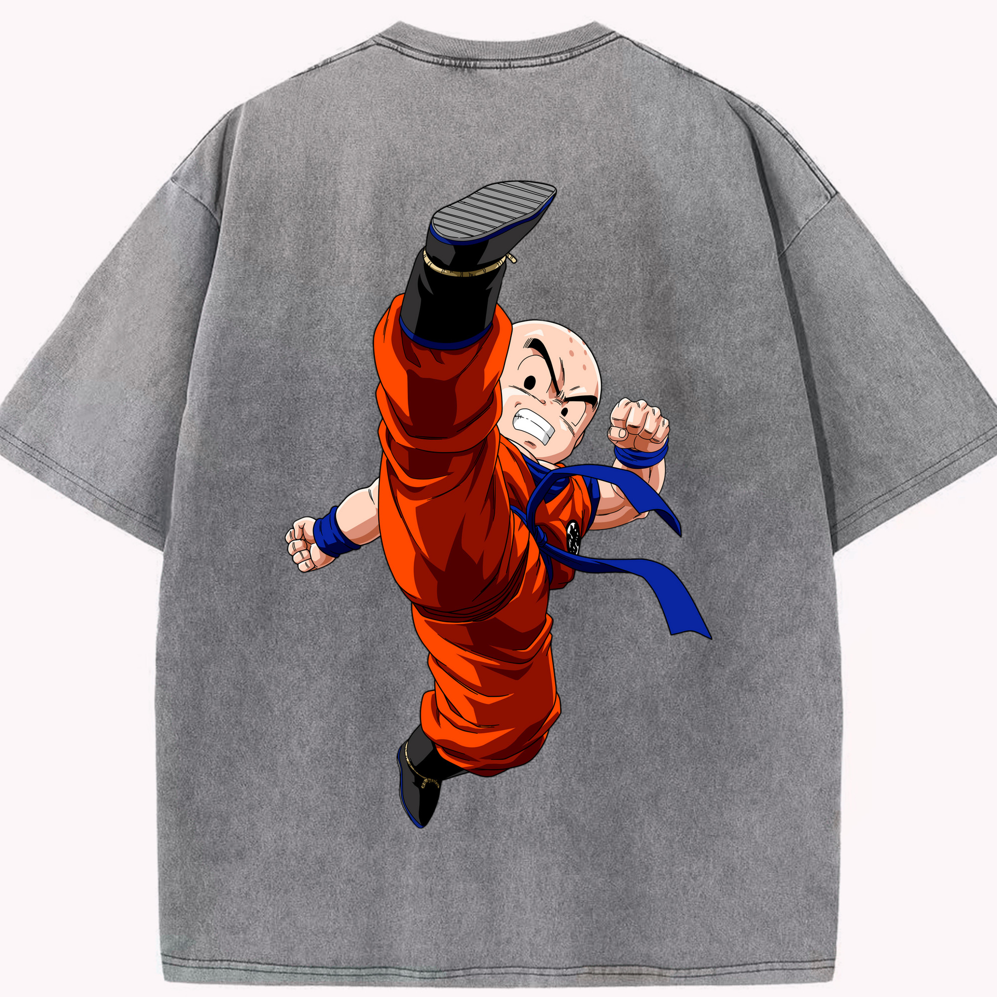 （画像用） ドラゴンボール クリリン DRAGON BALL krillin 綿100% ヴィンテージ風 半袖Tシャツ（背面プリント）