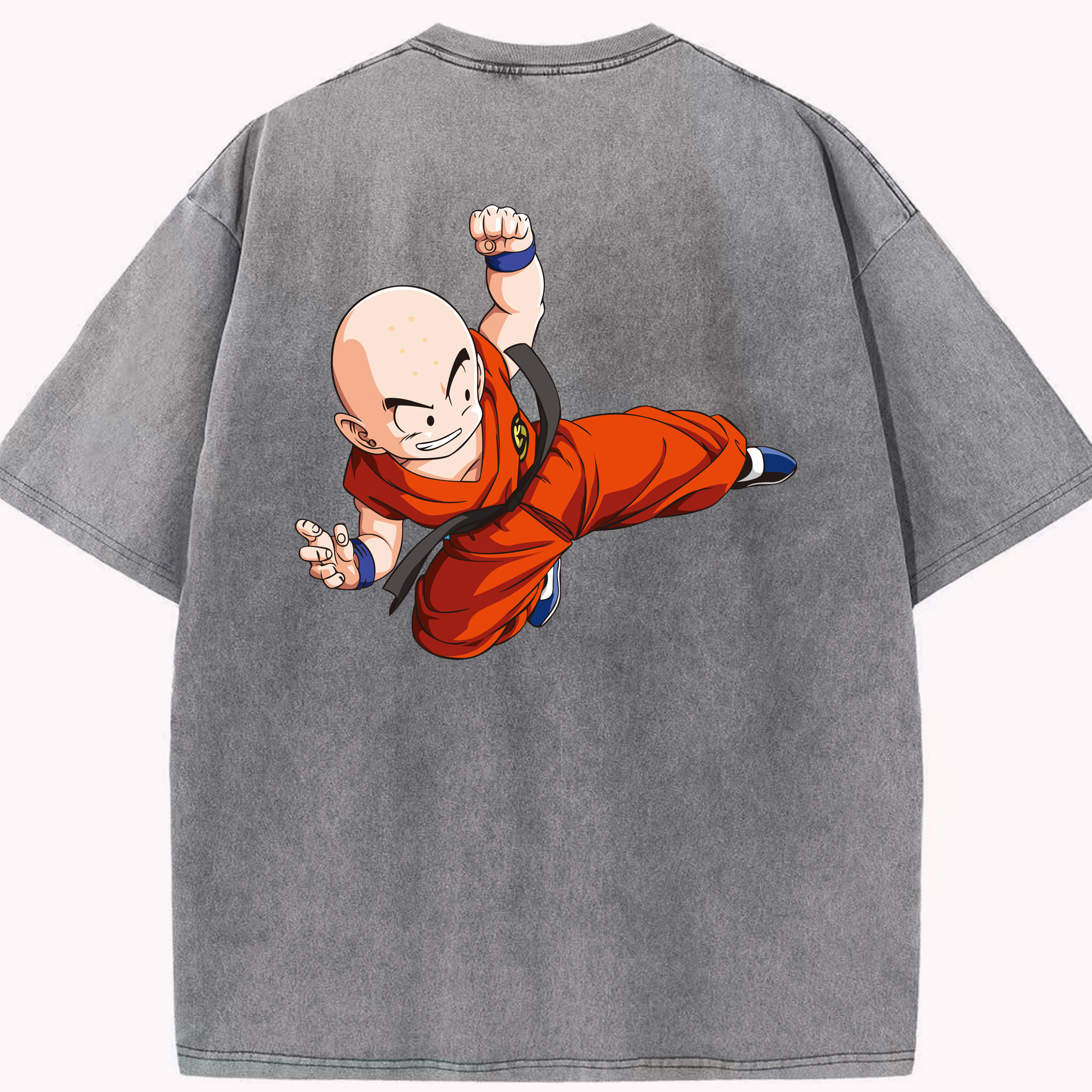 （画像用） ドラゴンボール クリリン DRAGON BALL krillin 綿100% ヴィンテージ風 半袖Tシャツ（背面プリント）