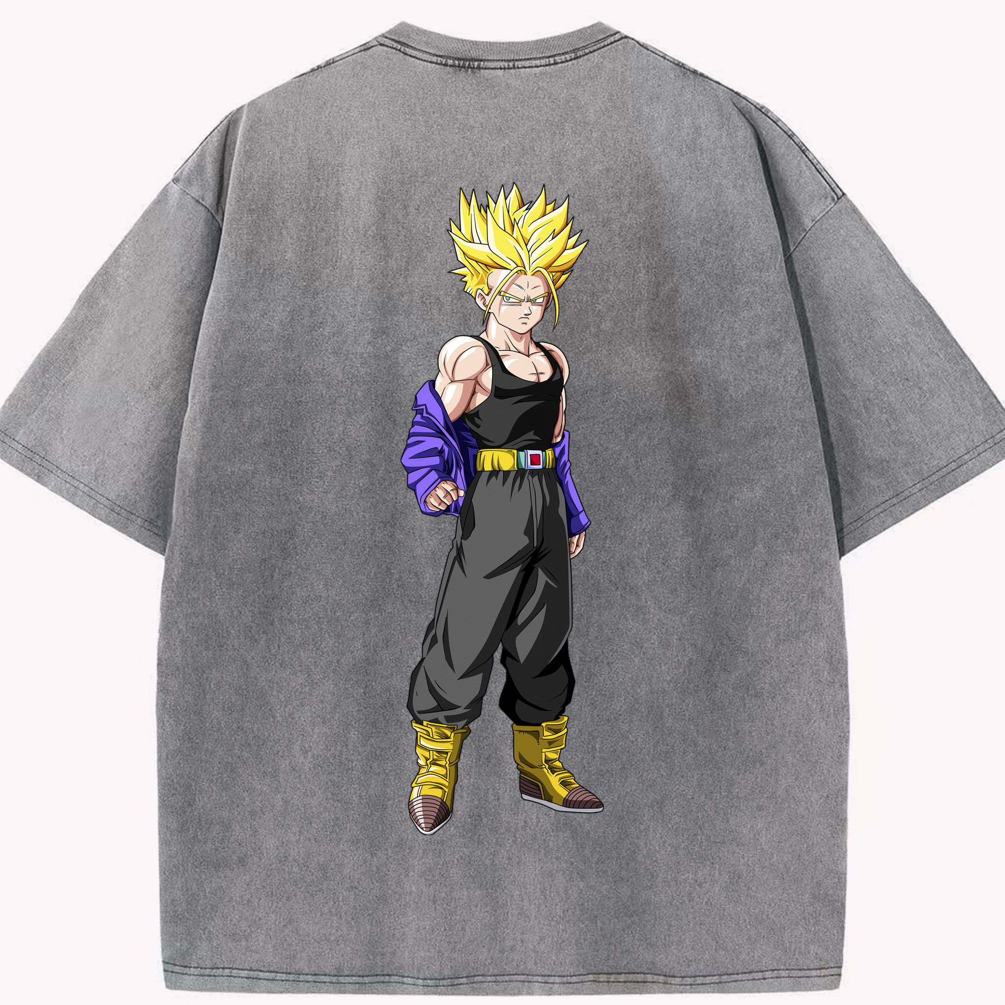 （画像用） ドラゴンボール トランクス（Torankusu）DRAGON BALL Trunks 綿100% ヴィンテージ風 半袖Tシャツ（背面プリント）