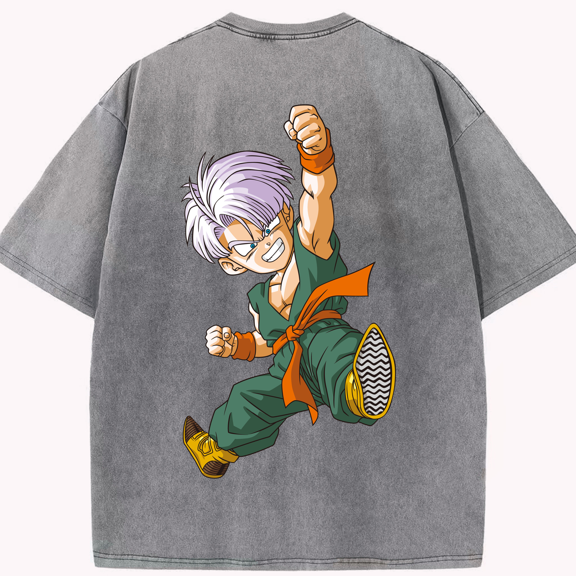 （画像用） ドラゴンボール トランクス（Torankusu）DRAGON BALL Trunks 綿100% ヴィンテージ風 半袖Tシャツ（背面プリント）