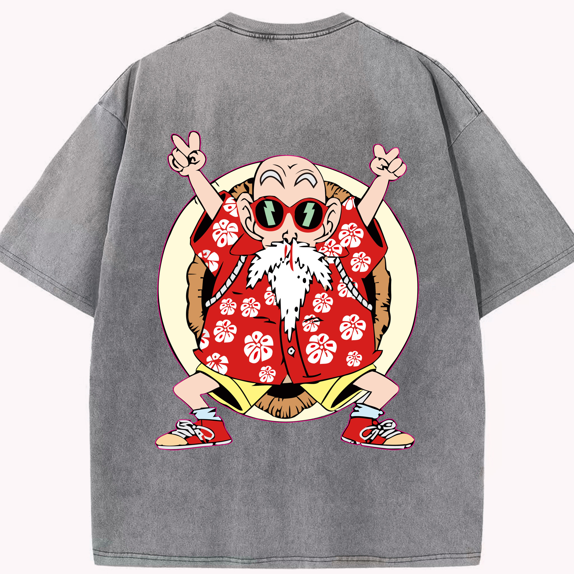 （画像用） ドラゴンボール 亀仙人（かめせんにん） DRAGON BALL Master Roshi Kame Sennin 綿100% ヴィンテージ風 半袖Tシャツ（背面プリント）