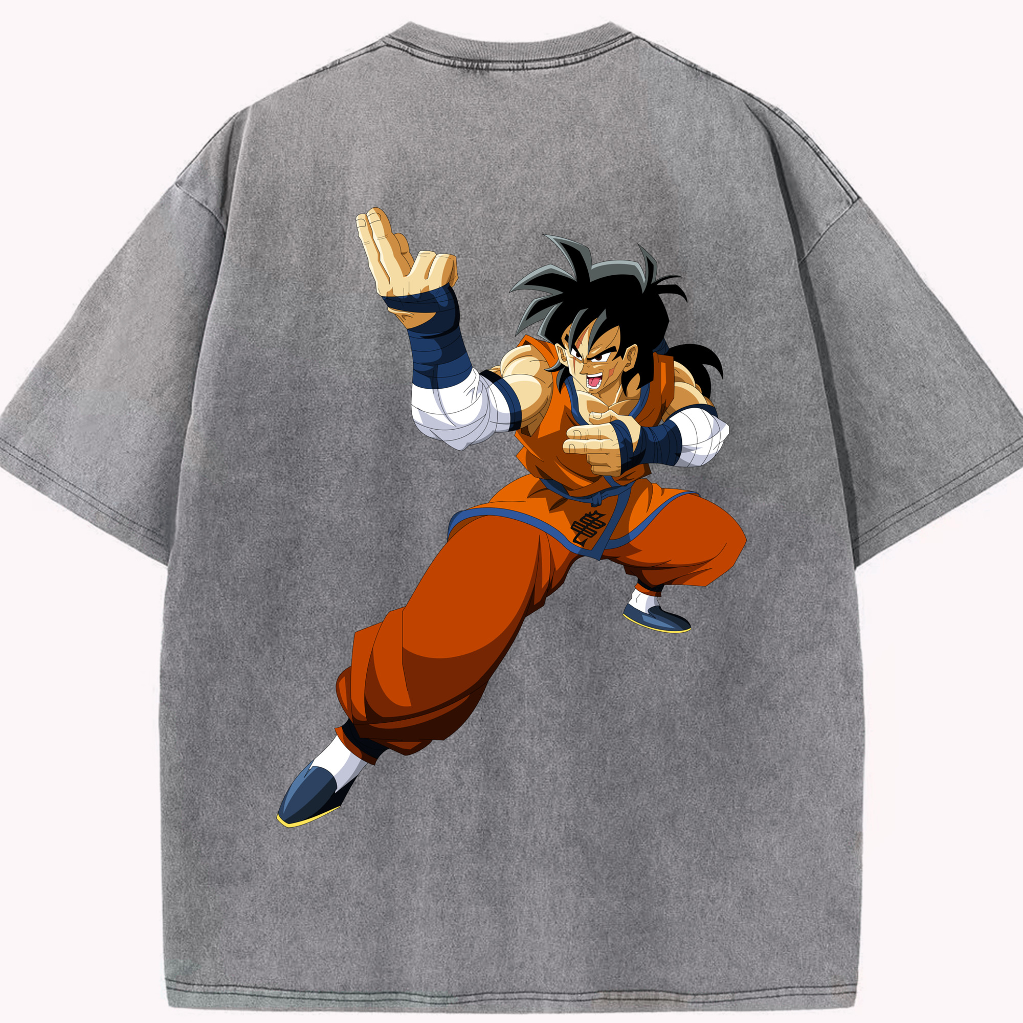 （画像用） ドラゴンボール ヤムチャ DRAGON BALL Yamcha 綿100% ヴィンテージ風 半袖Tシャツ（背面プリント）