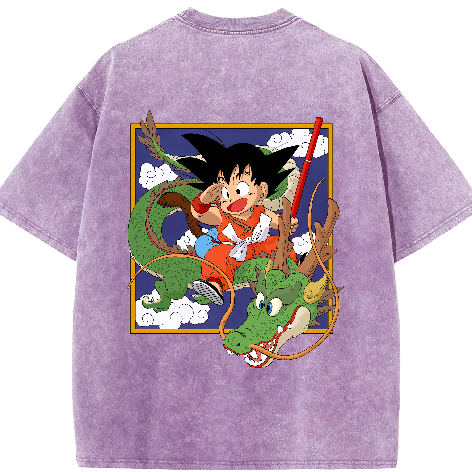 （画像用） ドラゴンボール 孫悟空（そん ごくう）Son Goku カカロット DRAGON BALL Kakarotto 綿100% ヴィンテージ風 半袖Tシャツ（背面プリント）