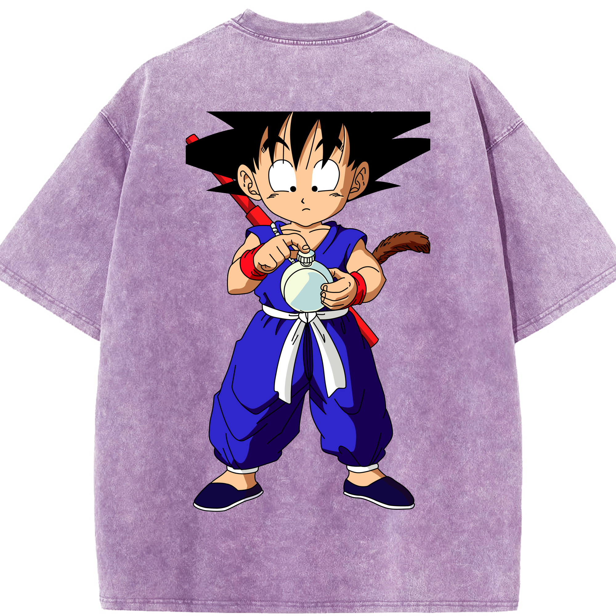 （画像用） ドラゴンボール 孫悟空（そん ごくう）Son Goku カカロット DRAGON BALL Kakarotto 綿100% ヴィンテージ風 半袖Tシャツ（背面プリント）