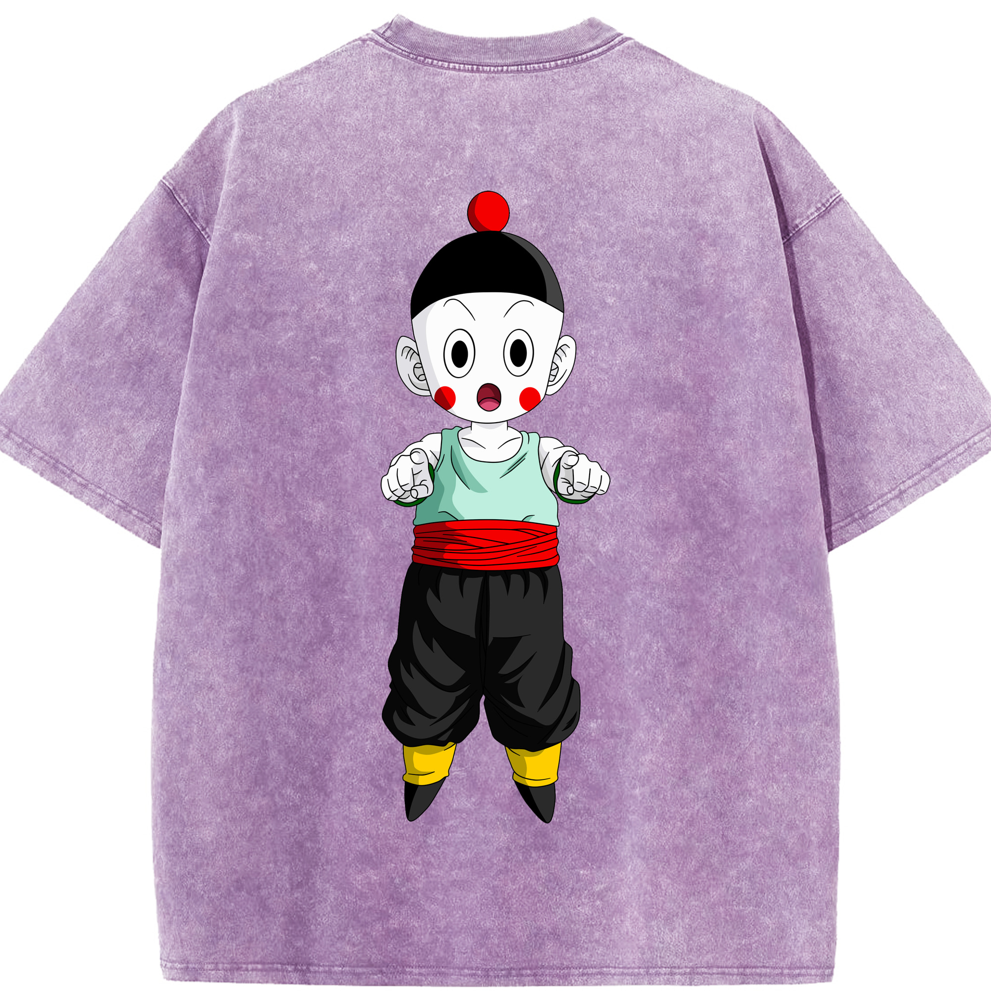 （画像用） ドラゴンボール 餃子（チャオズ）DRAGON BALL Chaoz 綿100% ヴィンテージ風 半袖Tシャツ（背面プリント）