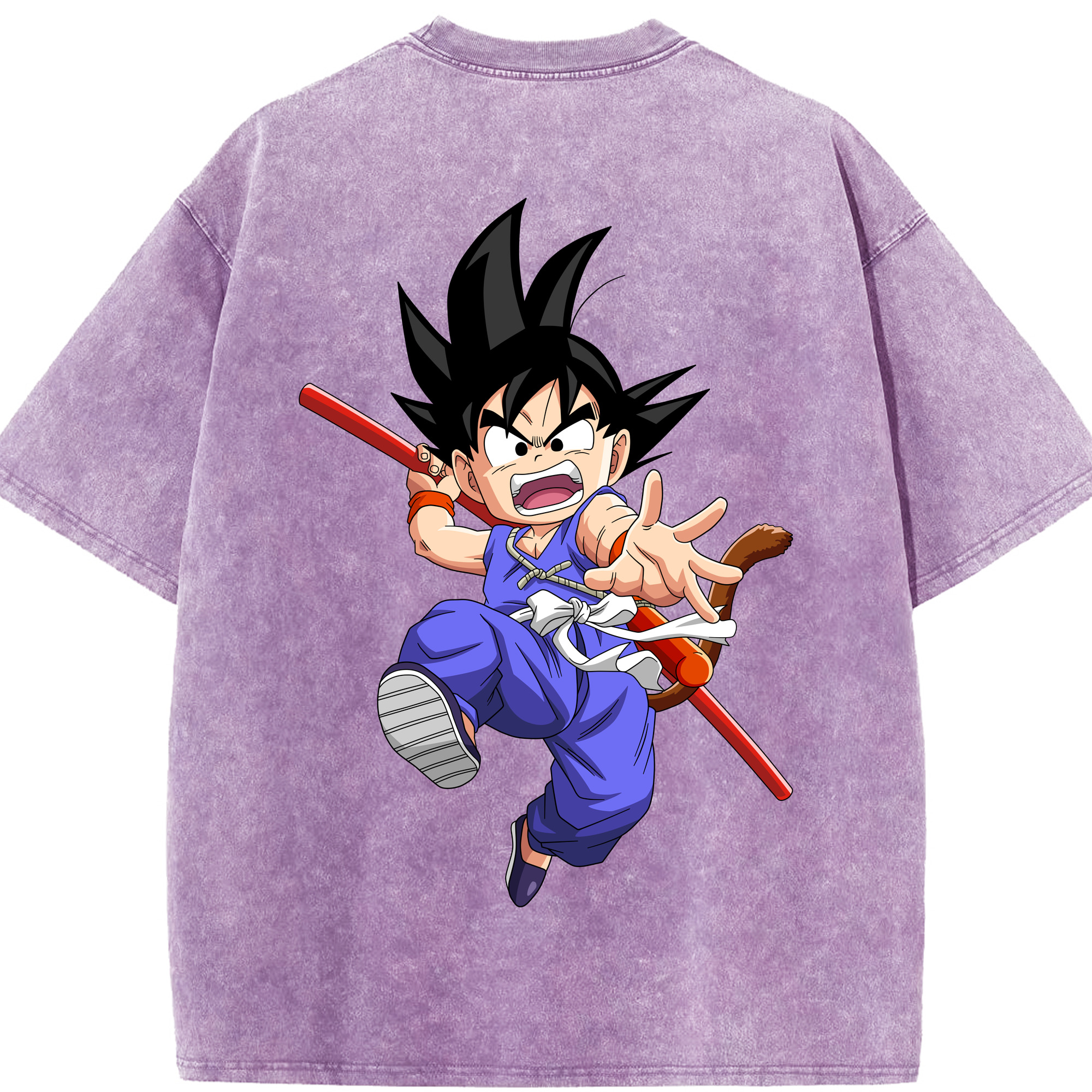 （画像用） ドラゴンボール 孫悟空（そん ごくう）Son Goku カカロット DRAGON BALL Kakarotto 綿100% ヴィンテージ風 半袖Tシャツ（背面プリント）