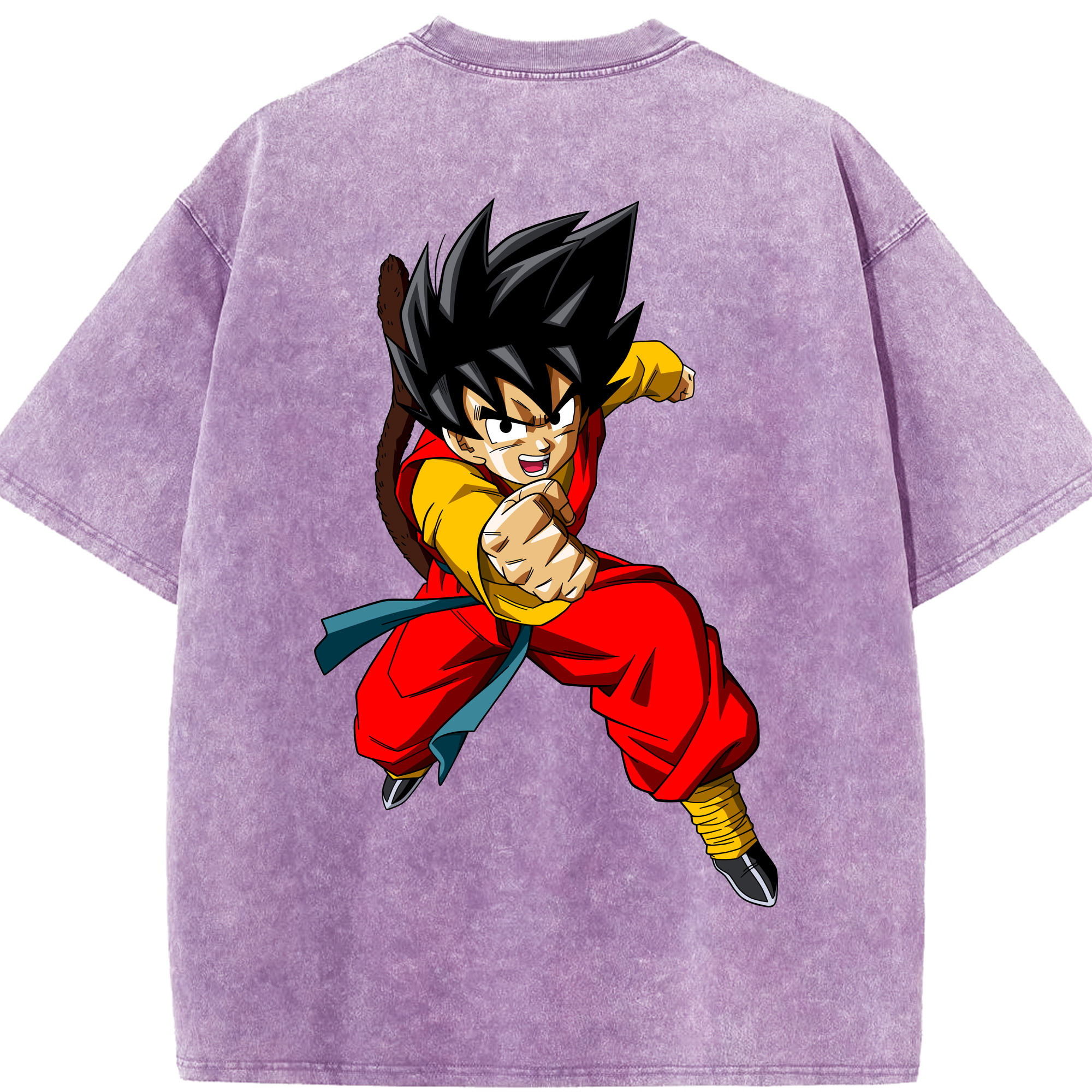 （画像用） ドラゴンボール 孫悟空（そん ごくう）Son Goku カカロット DRAGON BALL Kakarotto 綿100% ヴィンテージ風 半袖Tシャツ（背面プリント）
