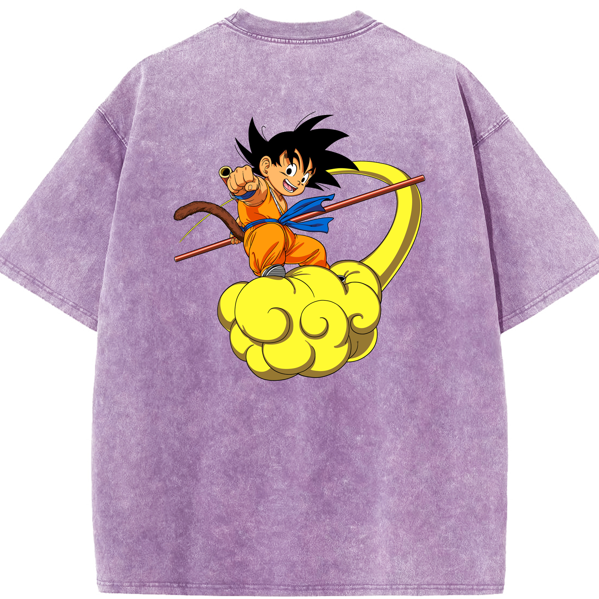 （画像用） ドラゴンボール 孫悟空（そん ごくう）Son Goku カカロット DRAGON BALL Kakarotto 綿100% ヴィンテージ風 半袖Tシャツ（背面プリント）
