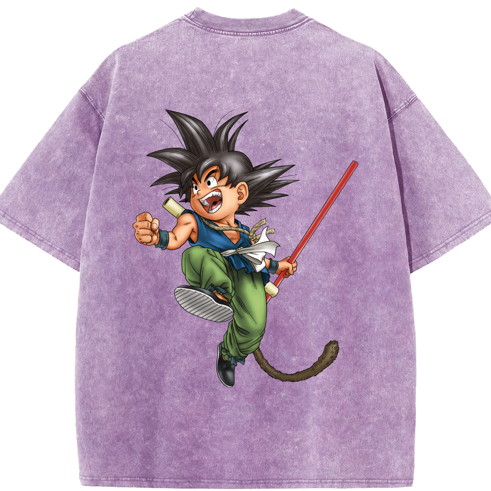 （画像用） ドラゴンボール 孫悟空（そん ごくう）Son Goku カカロット DRAGON BALL Kakarotto 綿100% ヴィンテージ風 半袖Tシャツ（背面プリント）