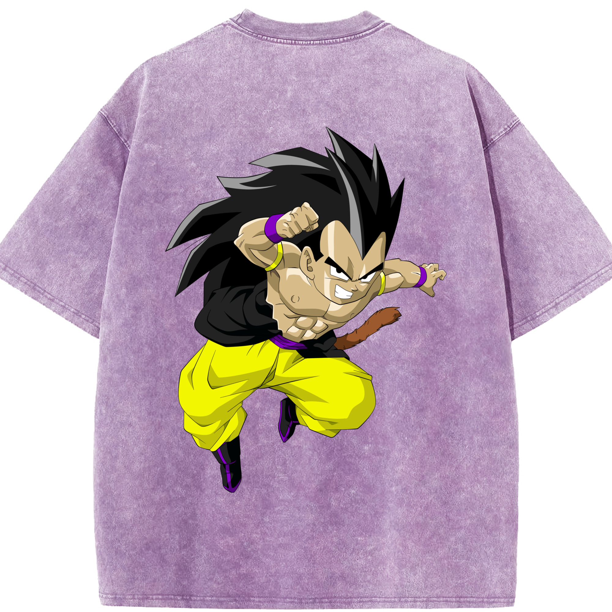 （画像用） ドラゴンボール ベジータ四世（Bejīta Yonsei）DRAGON BALL Vegeta IV 綿100% ヴィンテージ風 半袖Tシャツ（背面プリント）