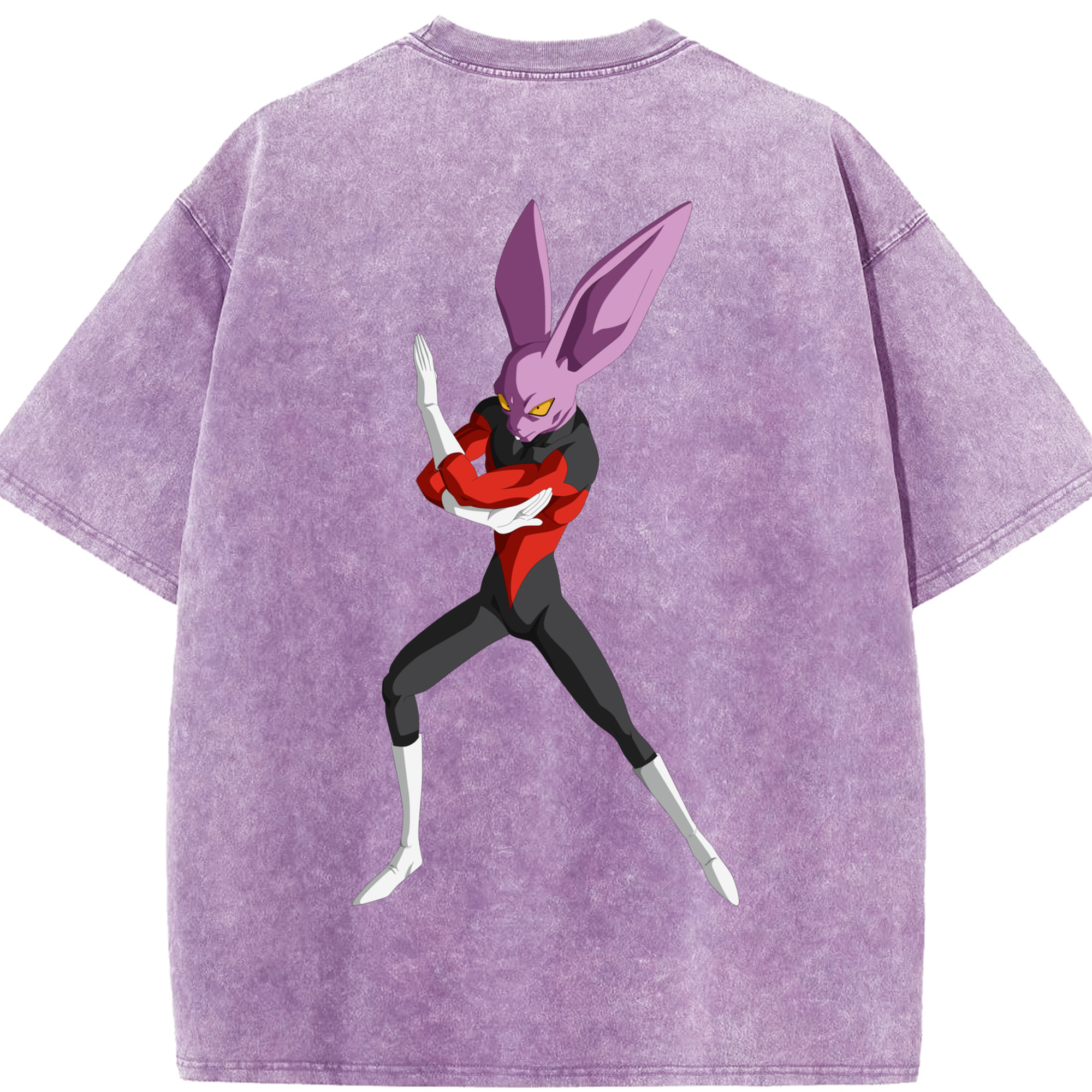 （画像用） ドラゴンボール ビルス 破壊神ビルス DRAGON BALL Beerus Birusu 綿100% ヴィンテージ風 半袖Tシャツ（背面プリント）