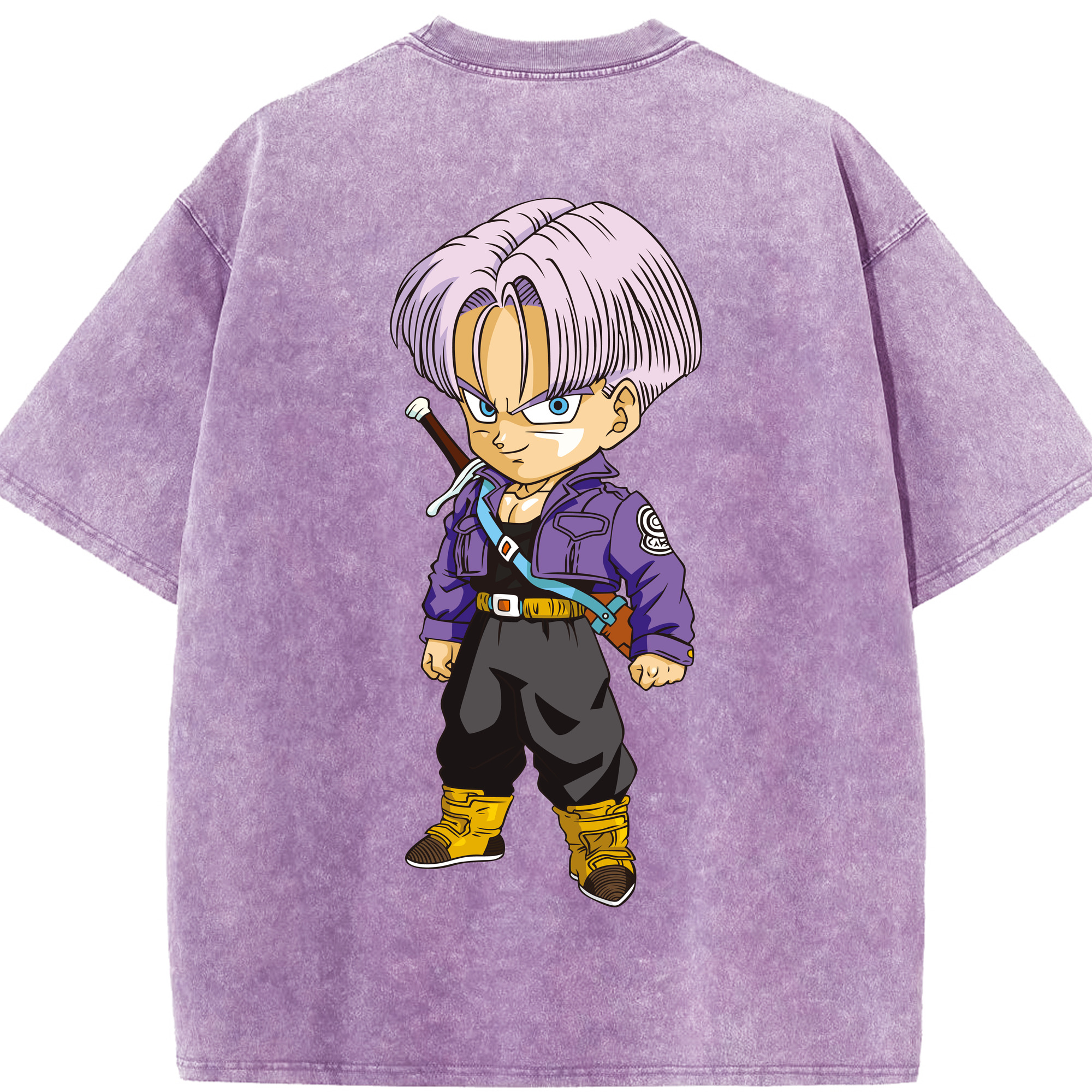 （画像用） ドラゴンボール トランクス（Torankusu）DRAGON BALL Trunks 綿100% ヴィンテージ風 半袖Tシャツ（背面プリント）