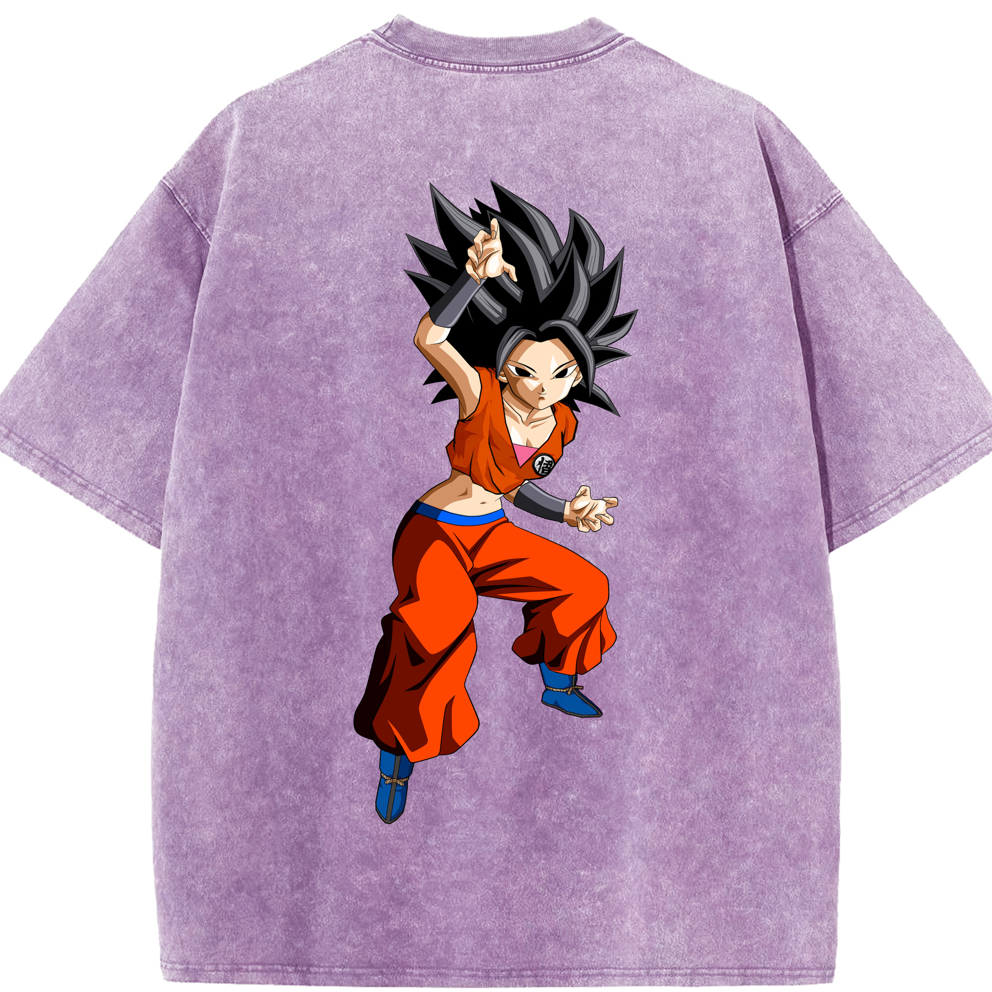 （画像用） ドラゴンボール カリフラ DRAGON BALL Caulifla 綿100% ヴィンテージ風 半袖Tシャツ（背面プリント）