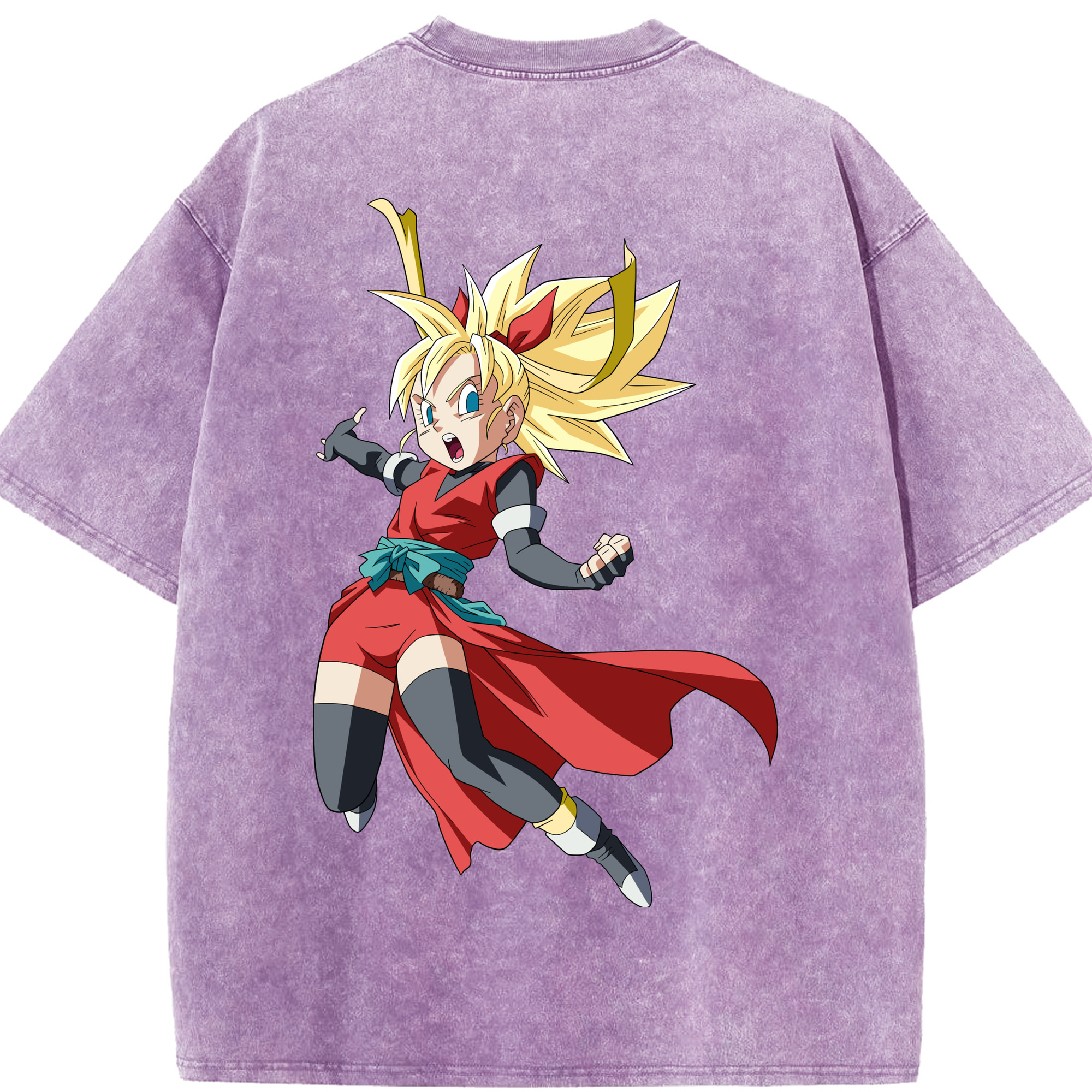 （画像用） ドラゴンボール カリフラ DRAGON BALL Caulifla 綿100% ヴィンテージ風 半袖Tシャツ（背面プリント）