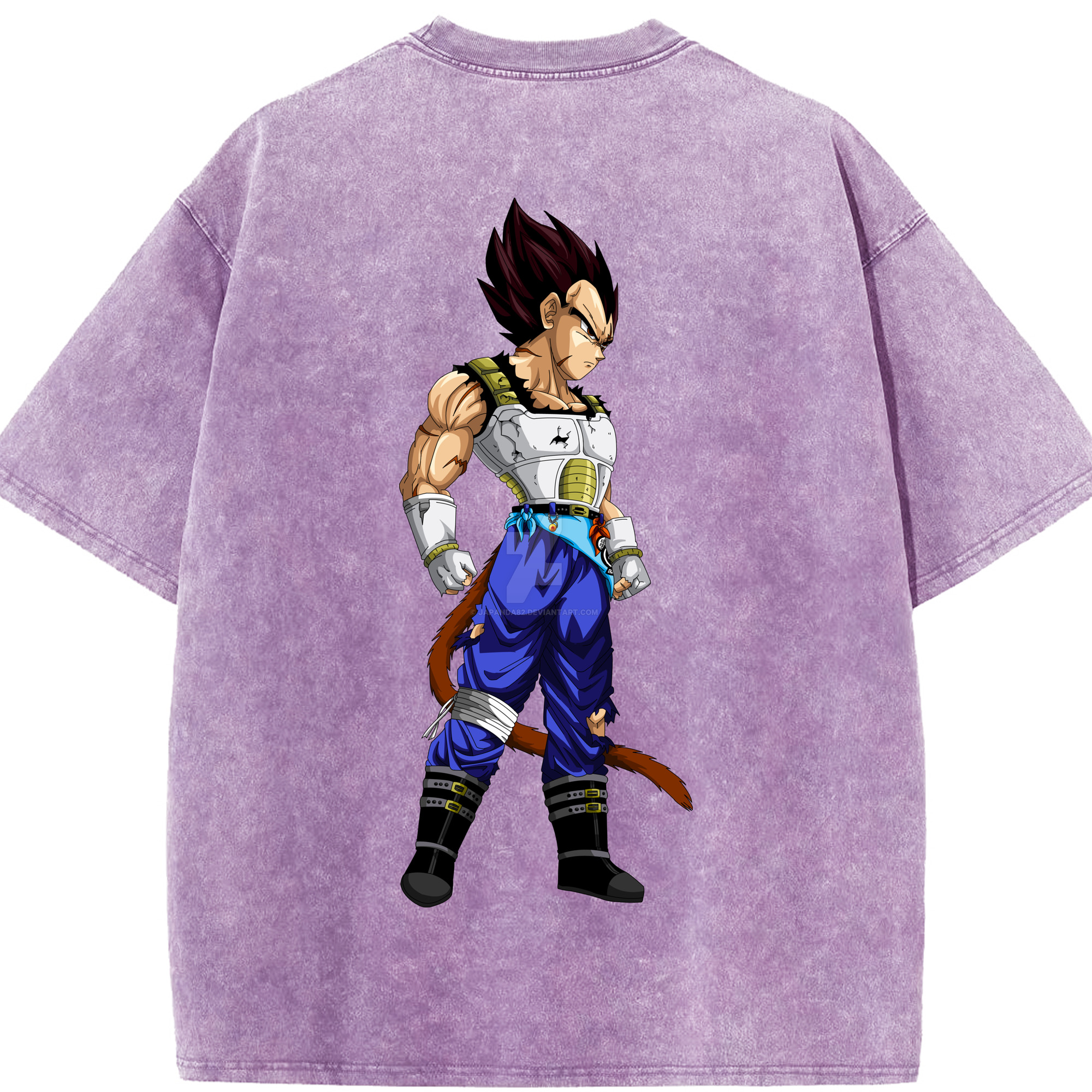 （画像用） ドラゴンボール ベジータ四世（Bejīta Yonsei）DRAGON BALL Vegeta IV 綿100% ヴィンテージ風 半袖Tシャツ（背面プリント）