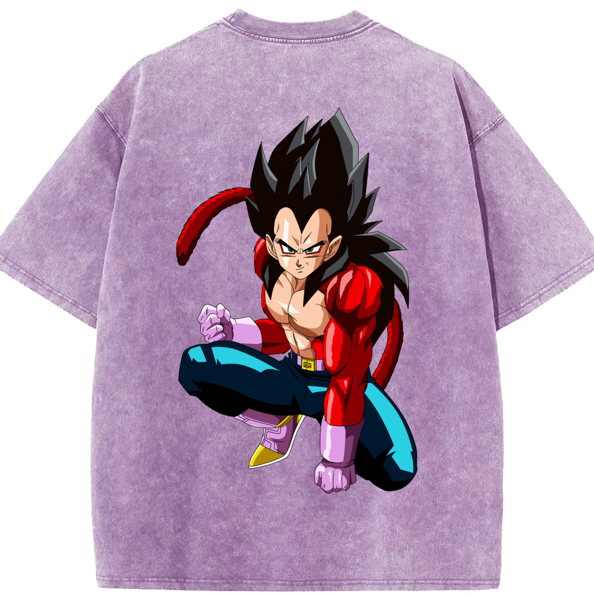 （画像用） ドラゴンボール ベジータ四世（Bejīta Yonsei）DRAGON BALL Vegeta IV 綿100% ヴィンテージ風 半袖Tシャツ（背面プリント）